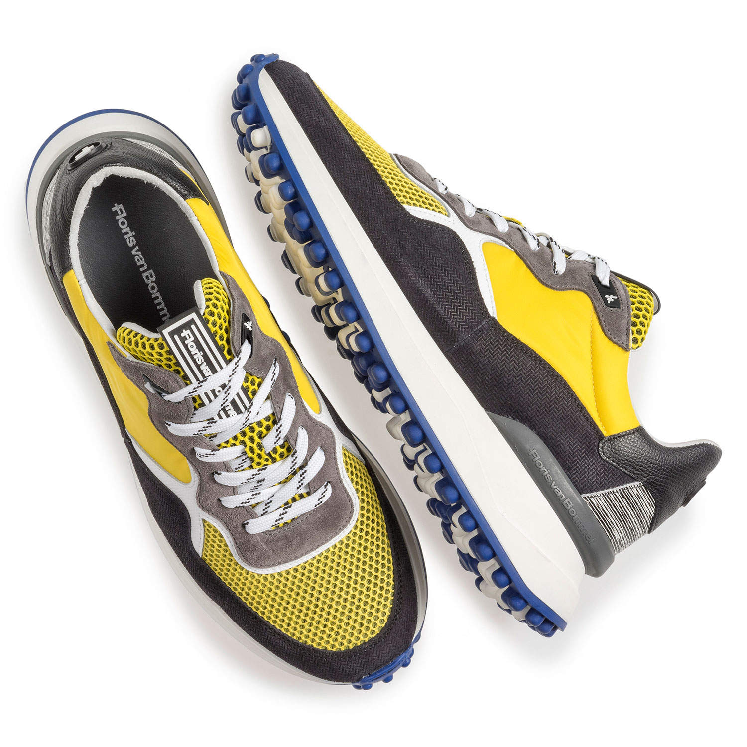 16301/07 - Multi-colour suede leather sneaker with yellow details 16301/07 - Multi-colour suede leather sneaker with yellow details