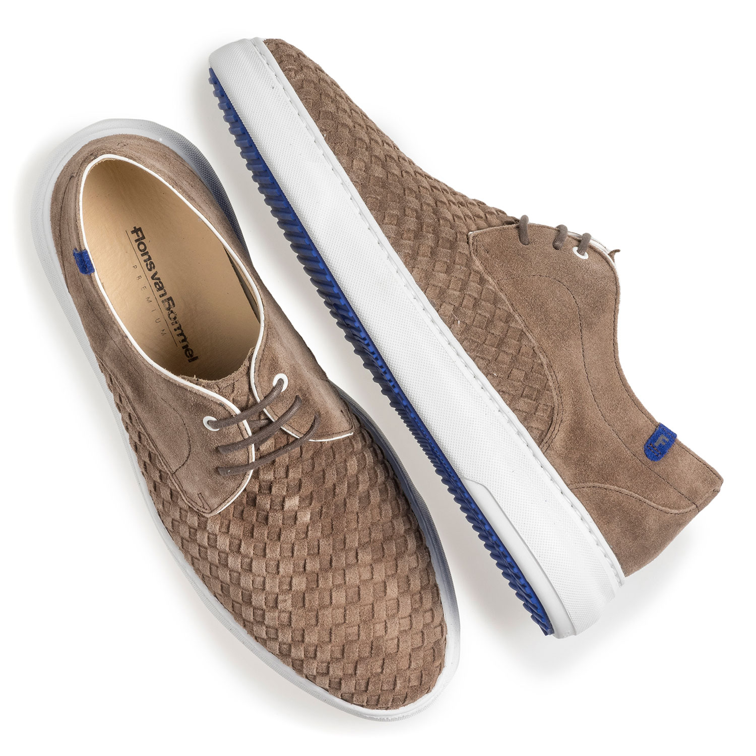 18401/01 - Taupe-coloured lace shoe with braided suede leather 18401/01 - Taupe-coloured lace shoe with braided suede leather