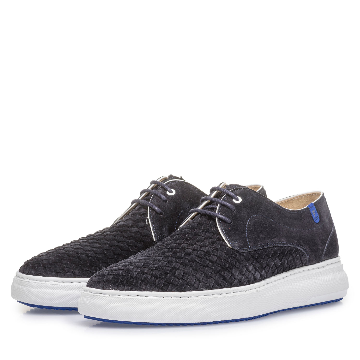 18401/00 - Dark blue lace shoe with braided suede leather 18401/00 - Dark blue lace shoe with braided suede leather