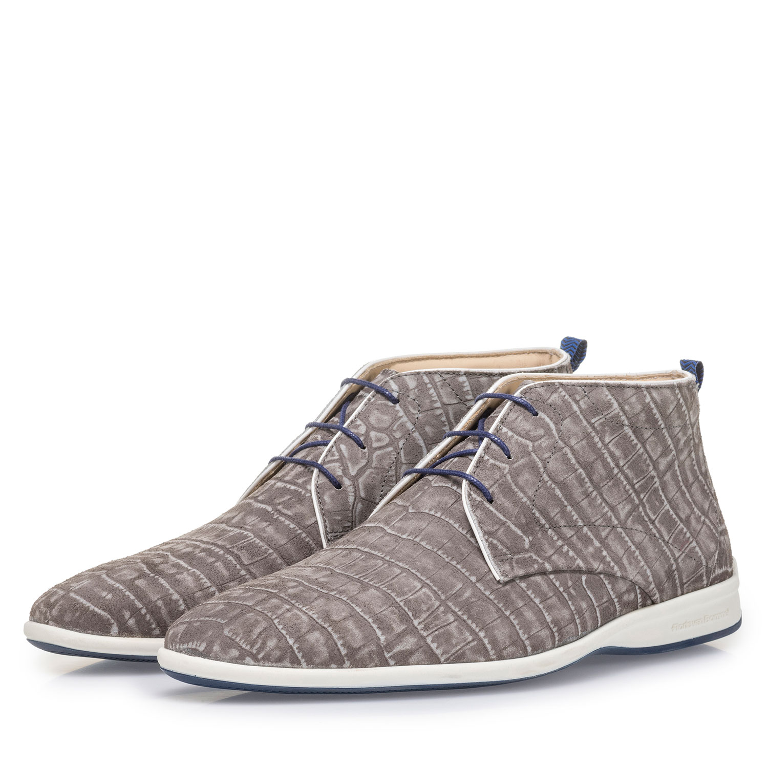 20300/10 - Dark grey lace boot with croco print 20300/10 - Dark grey lace boot with croco print