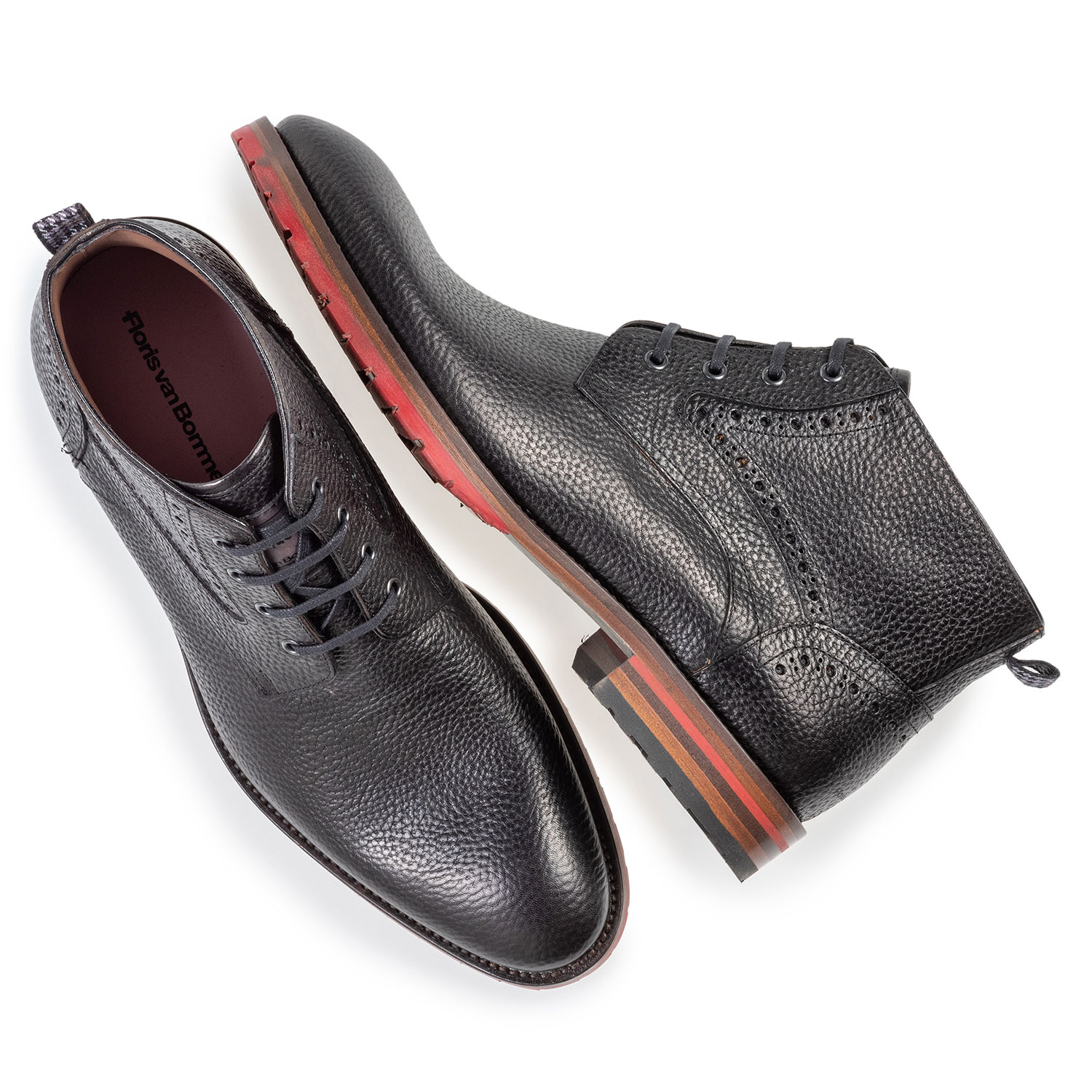 10317/26 - Lace boot structured leather black 10317/26 - Lace boot structured leather black