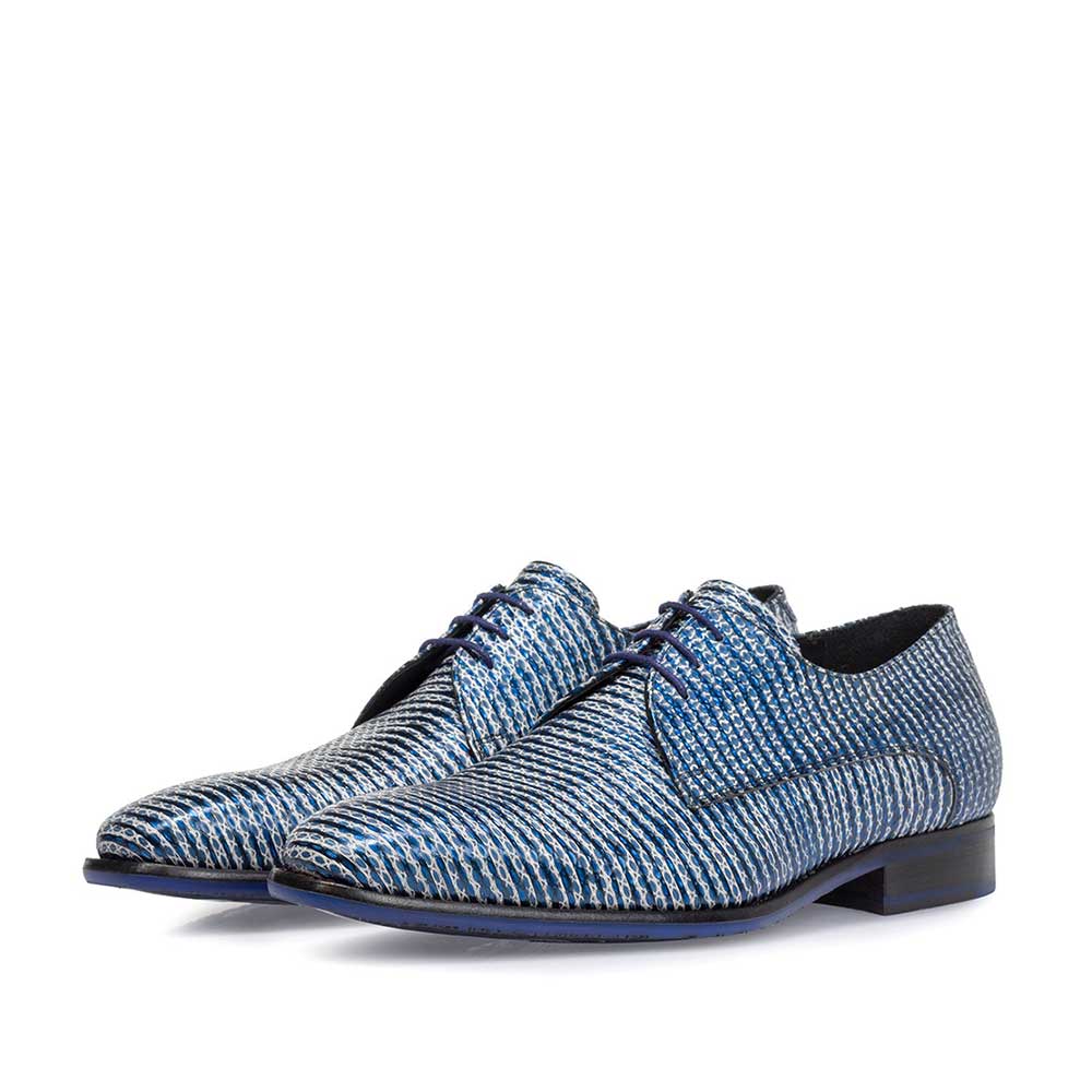 18147/01 - Lace shoe metallic with print blue 18147/01 - Lace shoe metallic with print blue