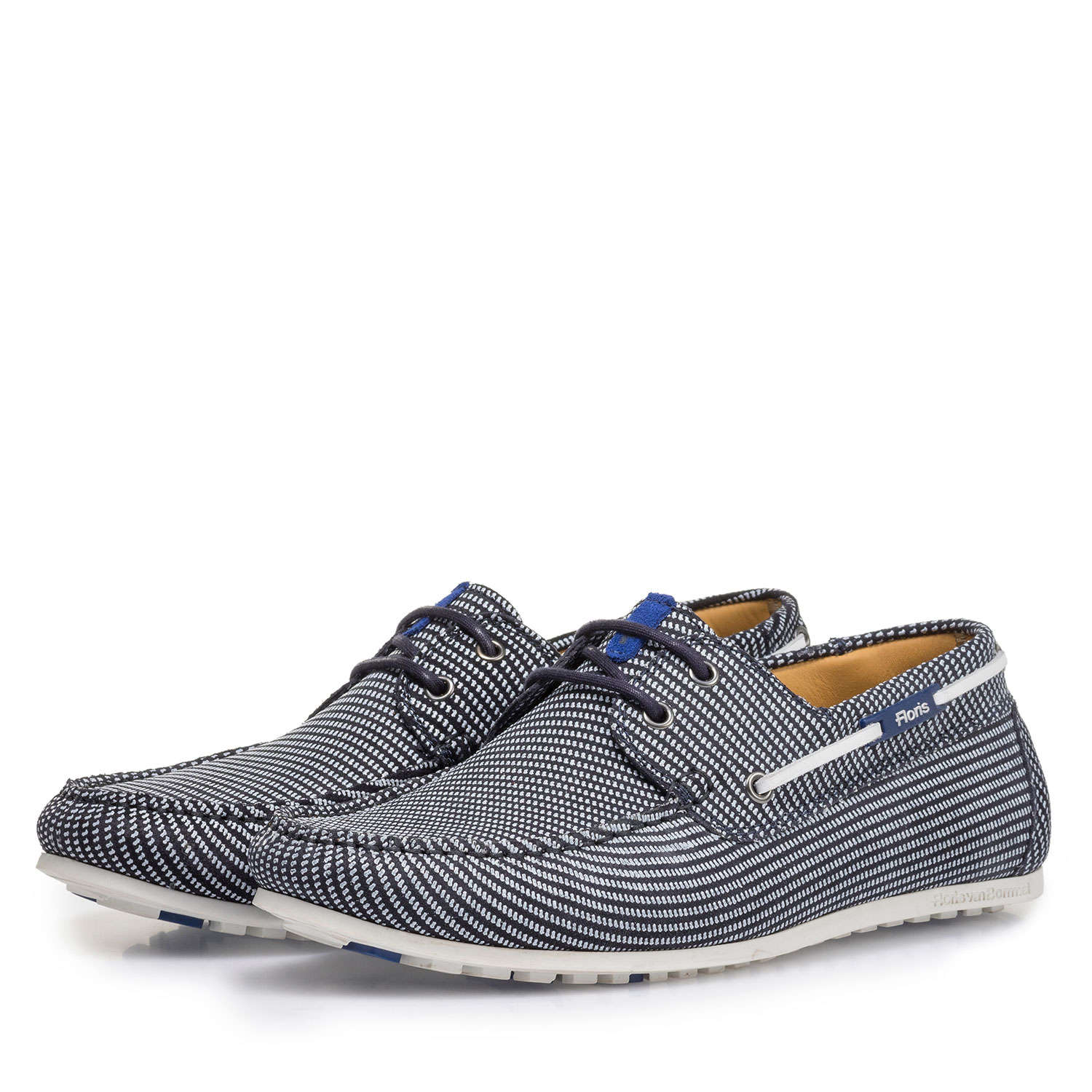 15035/10 - Blauer Wildleder-Bootsschuh mit Print 15035/10 - Blauer Wildleder-Bootsschuh mit Print
