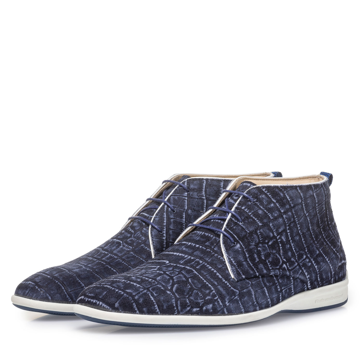 20300/08 - Blauer Schnürstiefel mit Krokoprint 20300/08 - Blauer Schnürstiefel mit Krokoprint