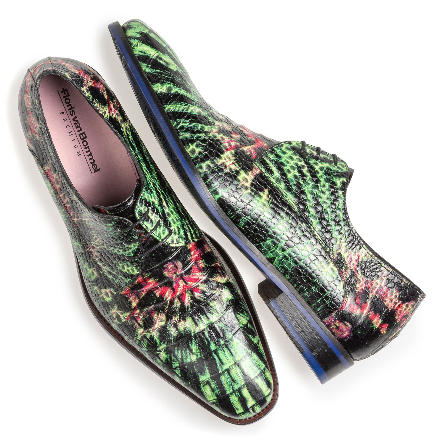 18204/02 - Premium green and pink leather lace shoe 18204/02 - Premium green and pink leather lace shoe