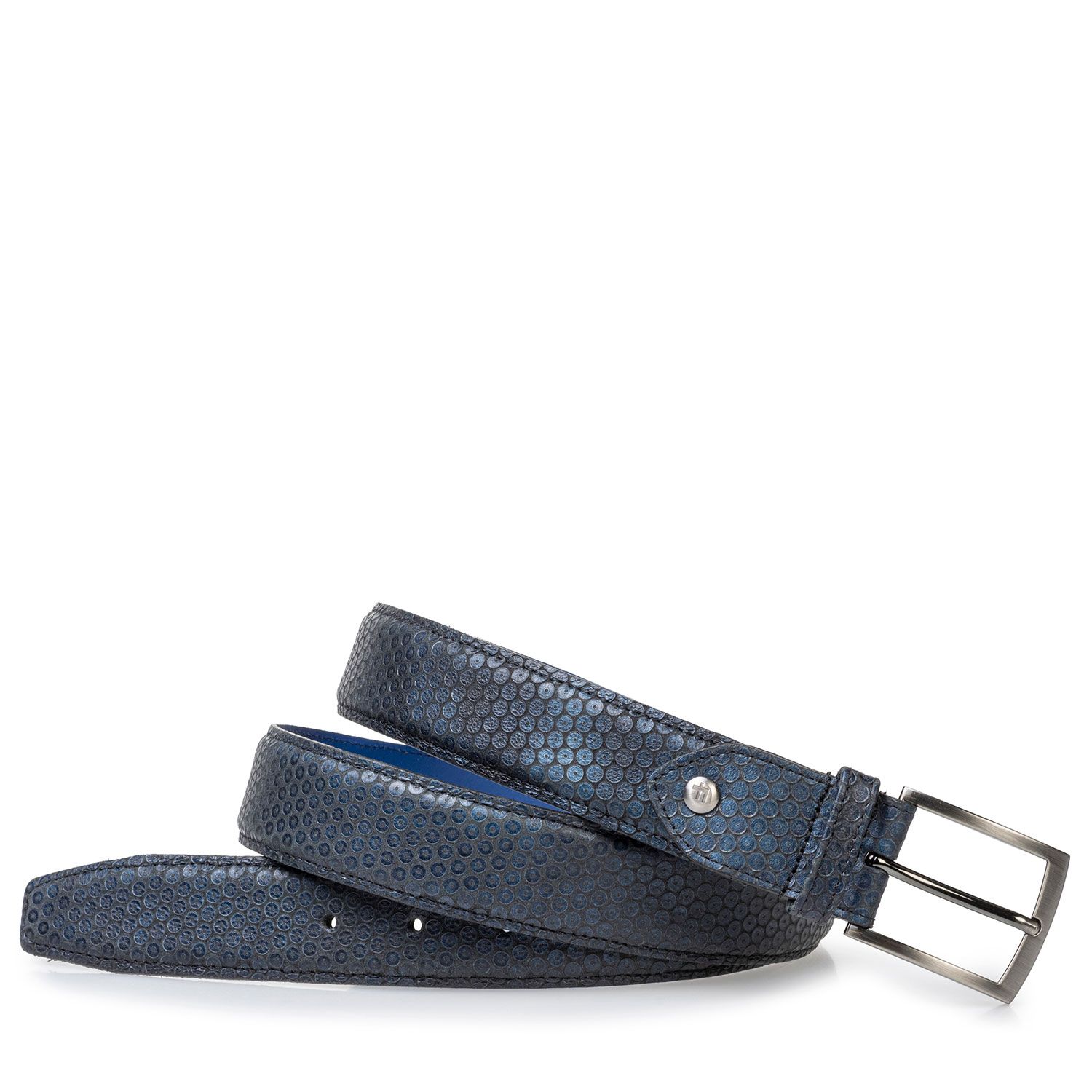 75203/51 - Ledergürtel blau mit Print 75203/51 - Ledergürtel blau mit Print