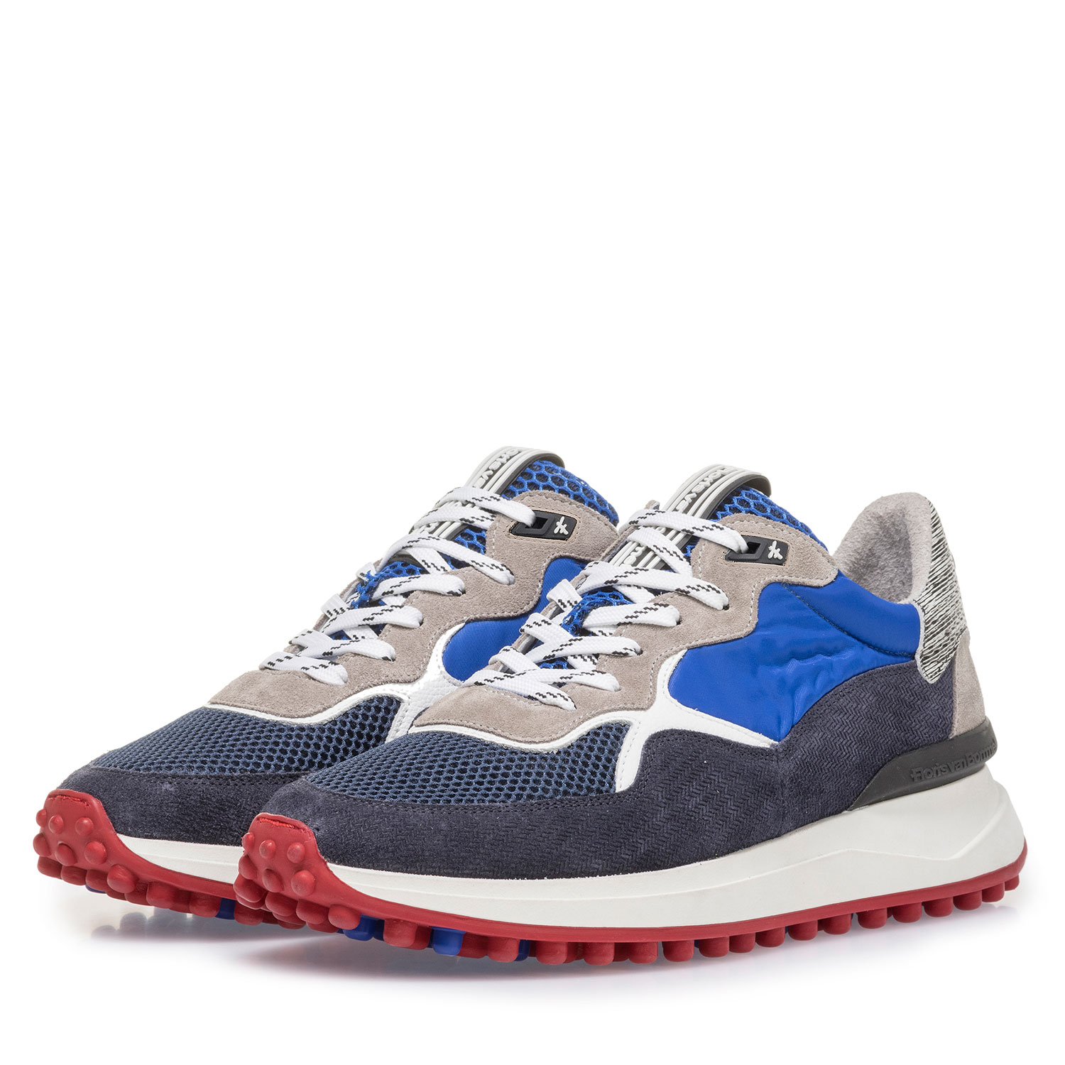 16301/04 - Dark blue suede leather sneaker with grey details 16301/04 - Dark blue suede leather sneaker with grey details