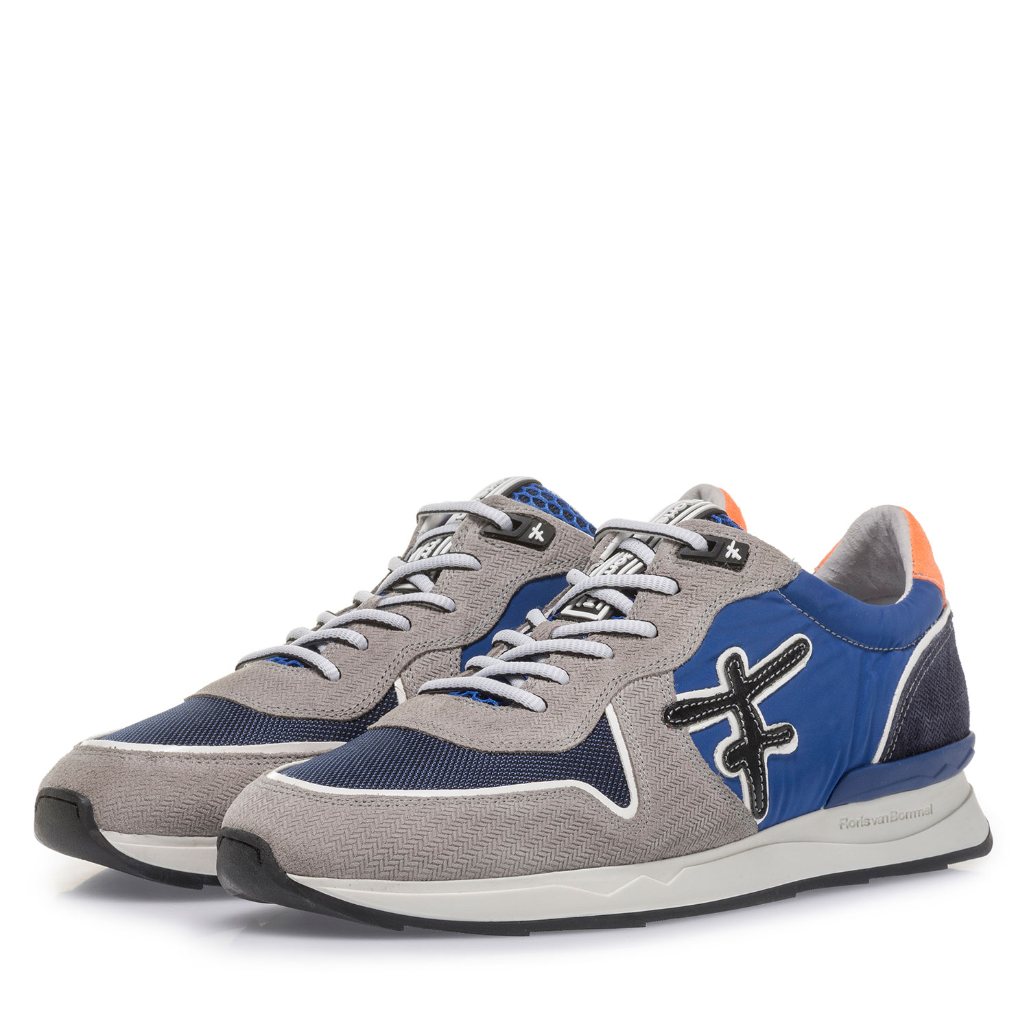 16346/05 - Grey and blue suede leather sneaker 16346/05 - Grey and blue suede leather sneaker