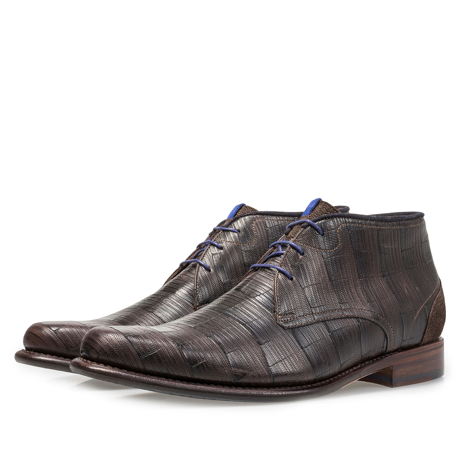 10634/03 - Dark brown calf leather lace boot with print 10634/03 - Dark brown calf leather lace boot with print