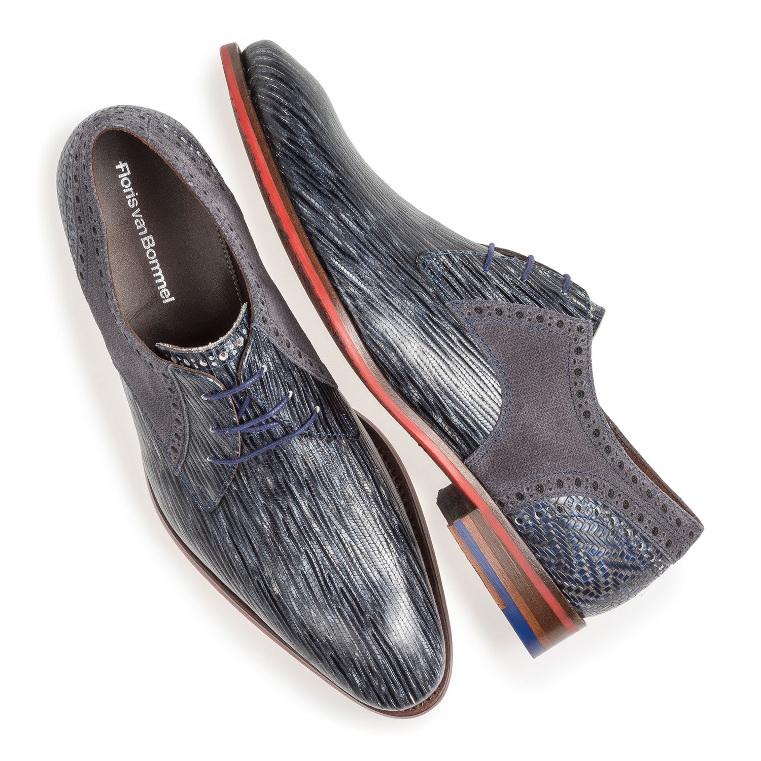 18107/08 - Grau-blauer Schnürschuh mit Print 18107/08 - Grau-blauer Schnürschuh mit Print