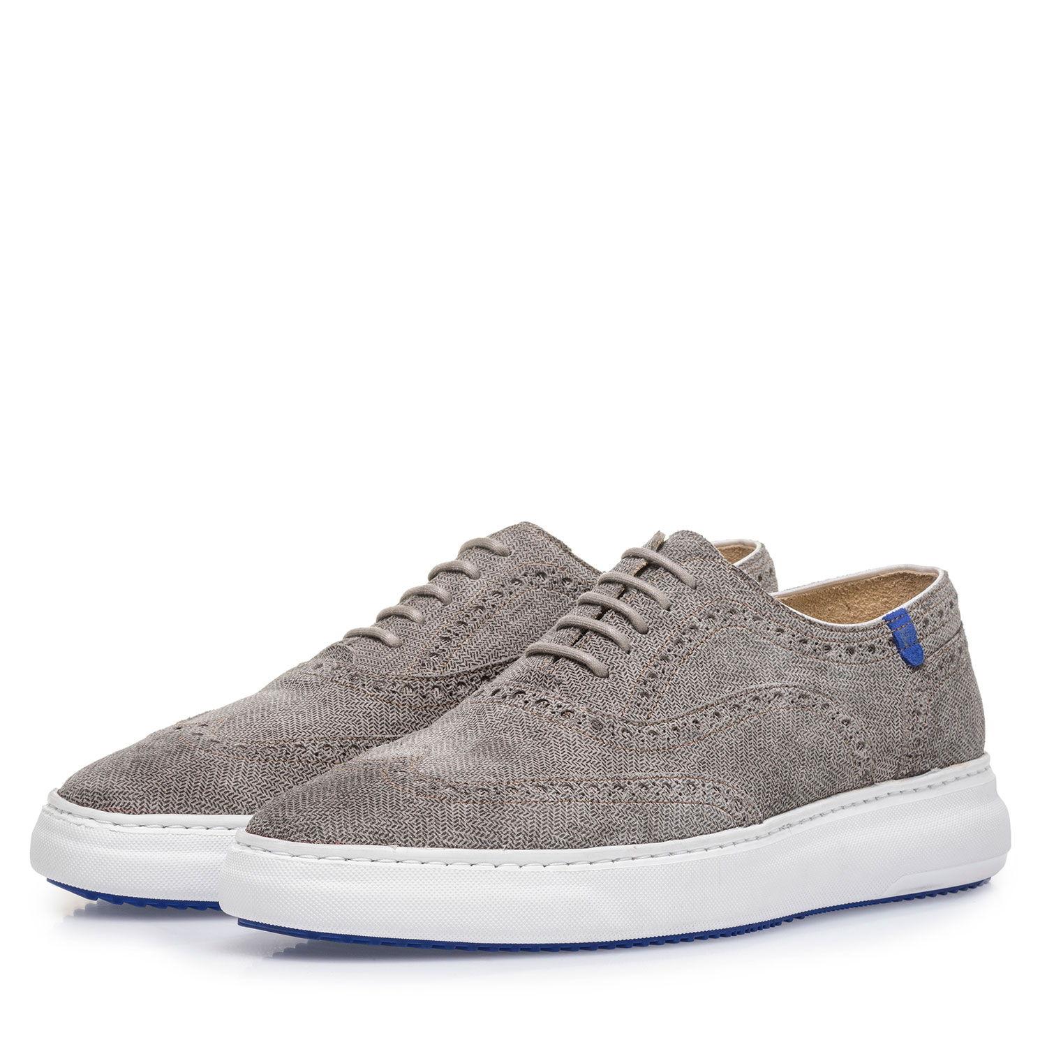 19400/09 - Light grey suede leather lace shoe with print 19400/09 - Light grey suede leather lace shoe with print