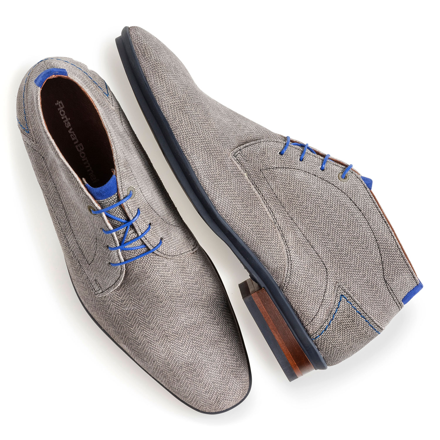 20440/08 - Light grey suede leather lace boot with print 20440/08 - Light grey suede leather lace boot with print