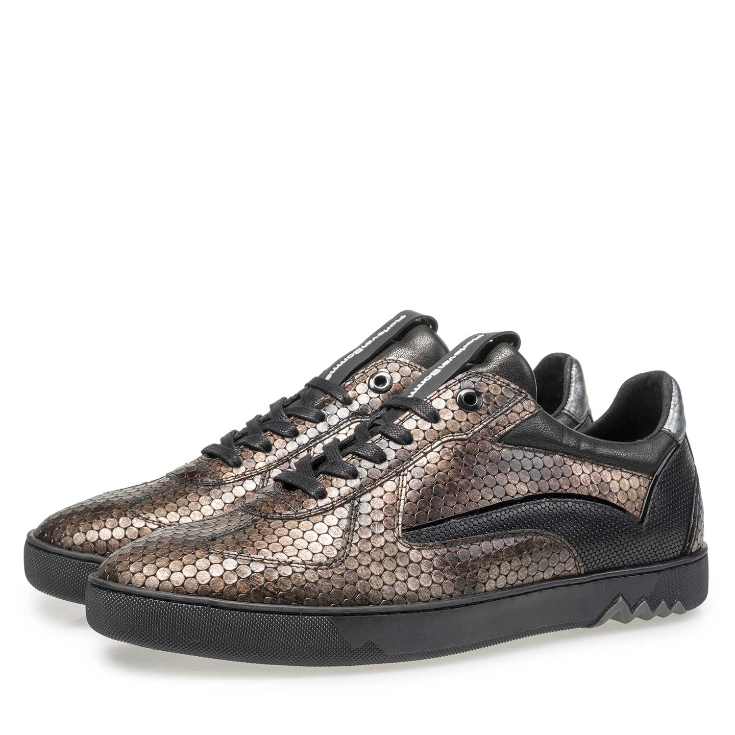 16242/10 - Brauner Leder-Sneaker mit Metallicprint 16242/10 - Brauner Leder-Sneaker mit Metallicprint