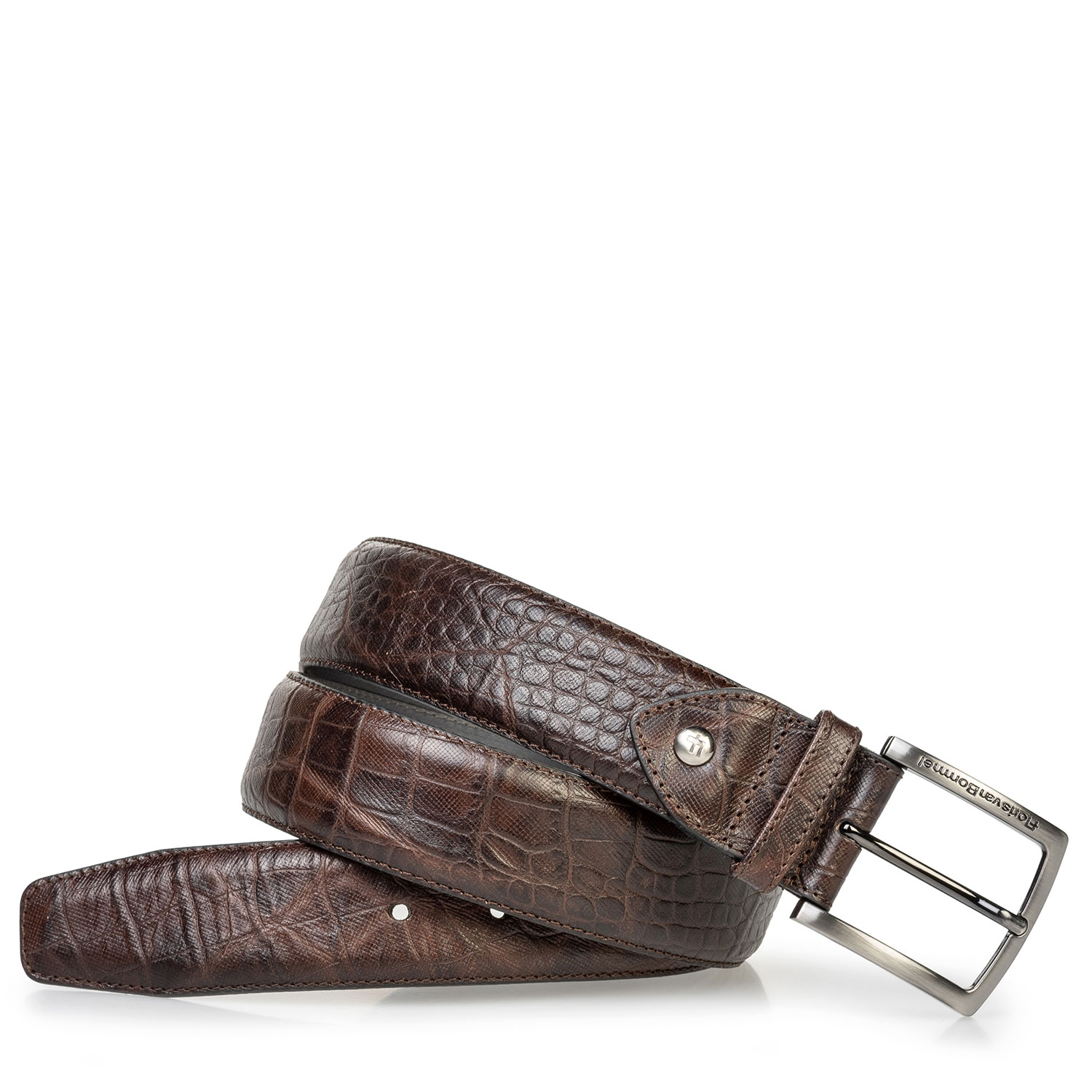 75202/66 - Leather belt croco print brown 75202/66 - Leather belt croco print brown