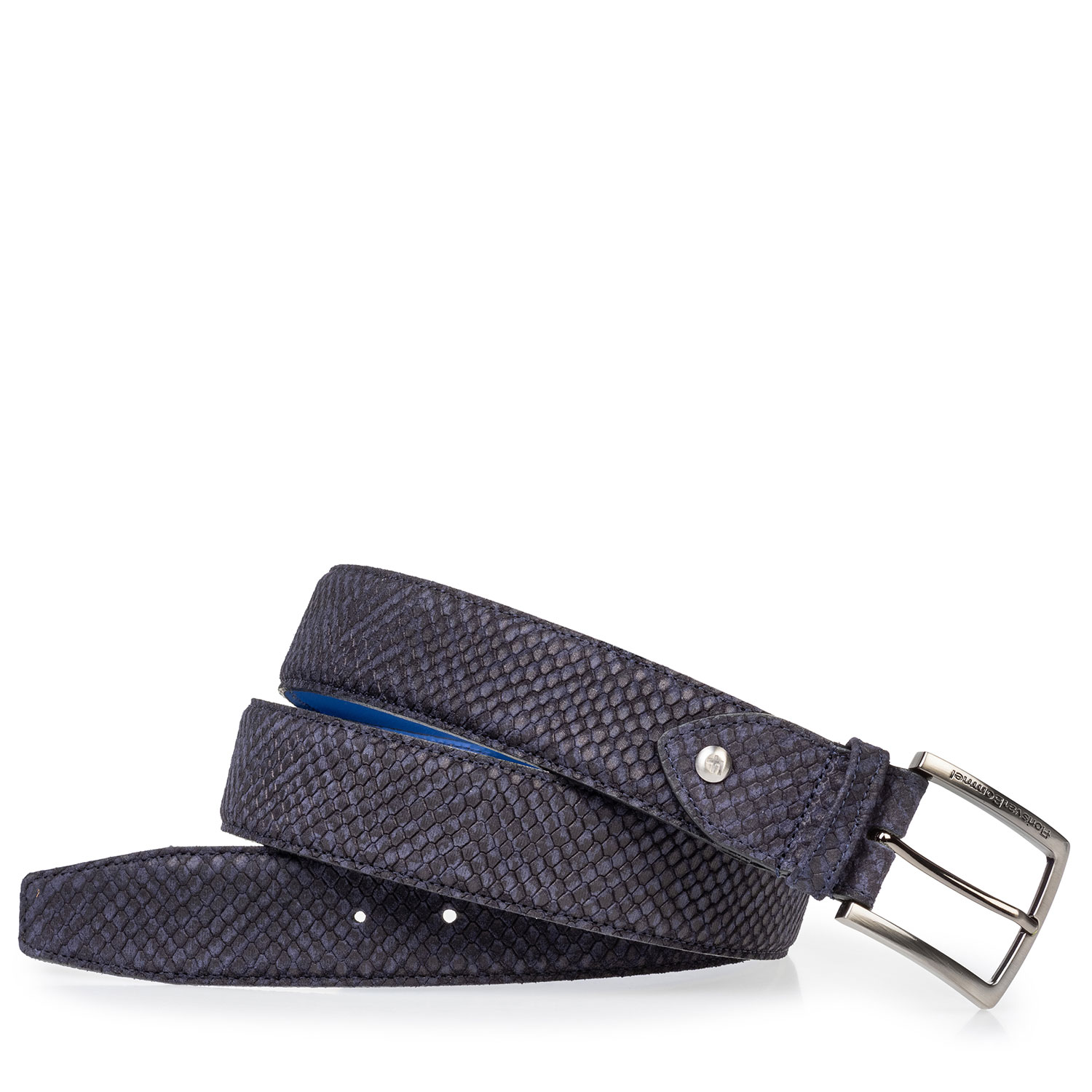75204/12 - Wildledergürtel blau mit schwarzem Print 75204/12 - Wildledergürtel blau mit schwarzem Print