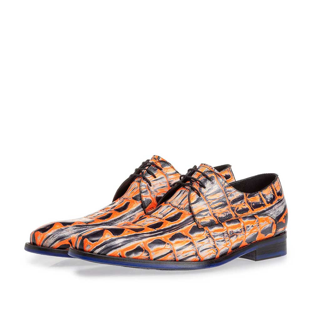 18204/04 - Lace shoe orange croco print 18204/04 - Lace shoe orange croco print