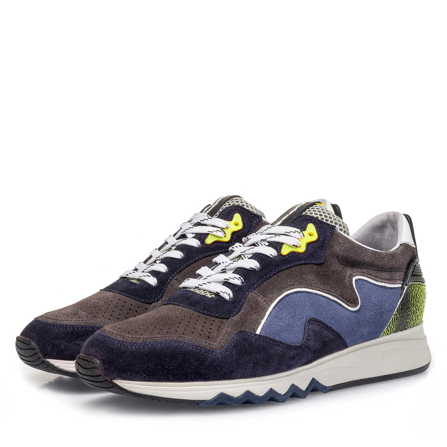 16092/00 - Gelb-blauer Wildleder-Sneaker 16092/00 - Gelb-blauer Wildleder-Sneaker