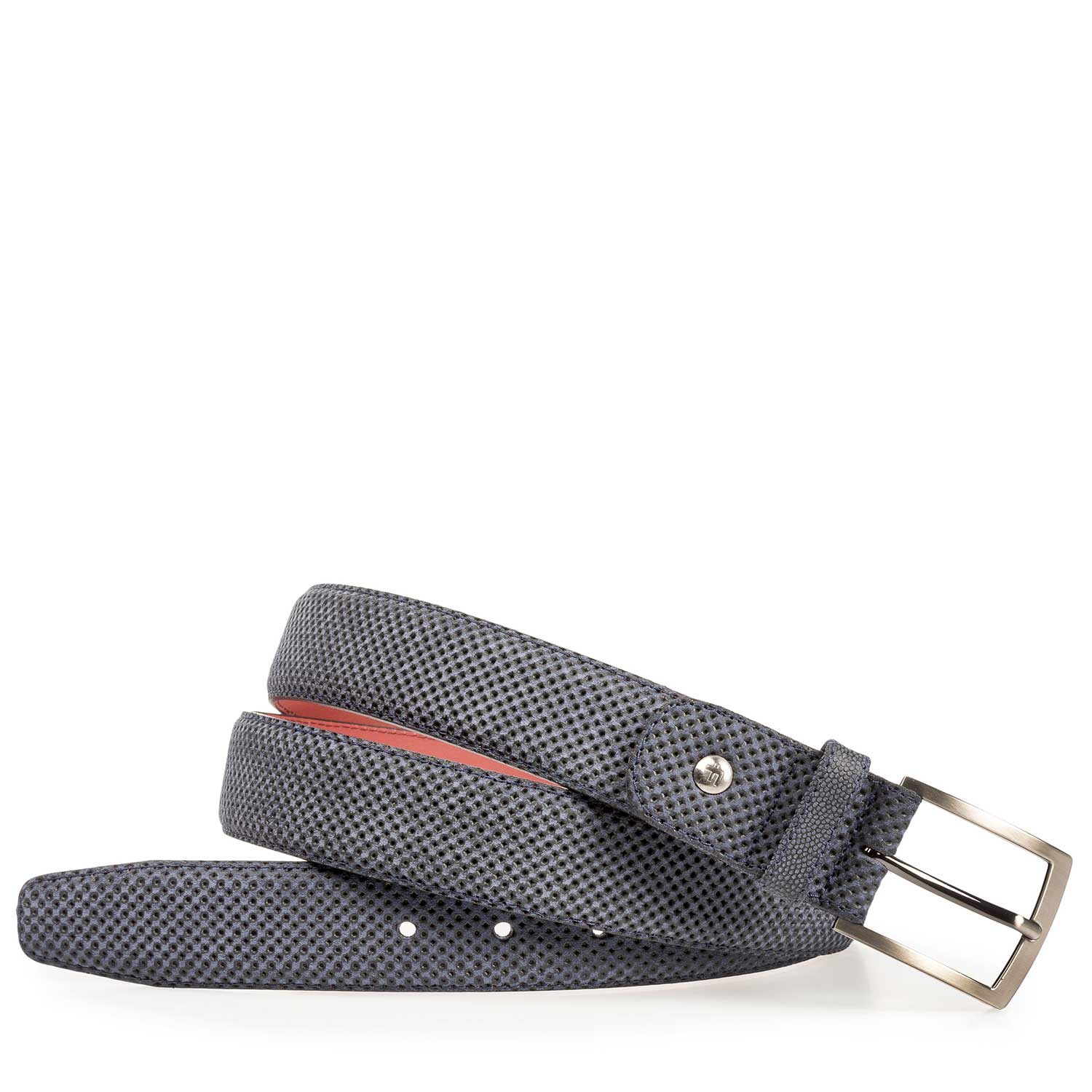 75188/23 - Blauer Wildleder-Gürtel mit Print 75188/23 - Blauer Wildleder-Gürtel mit Print