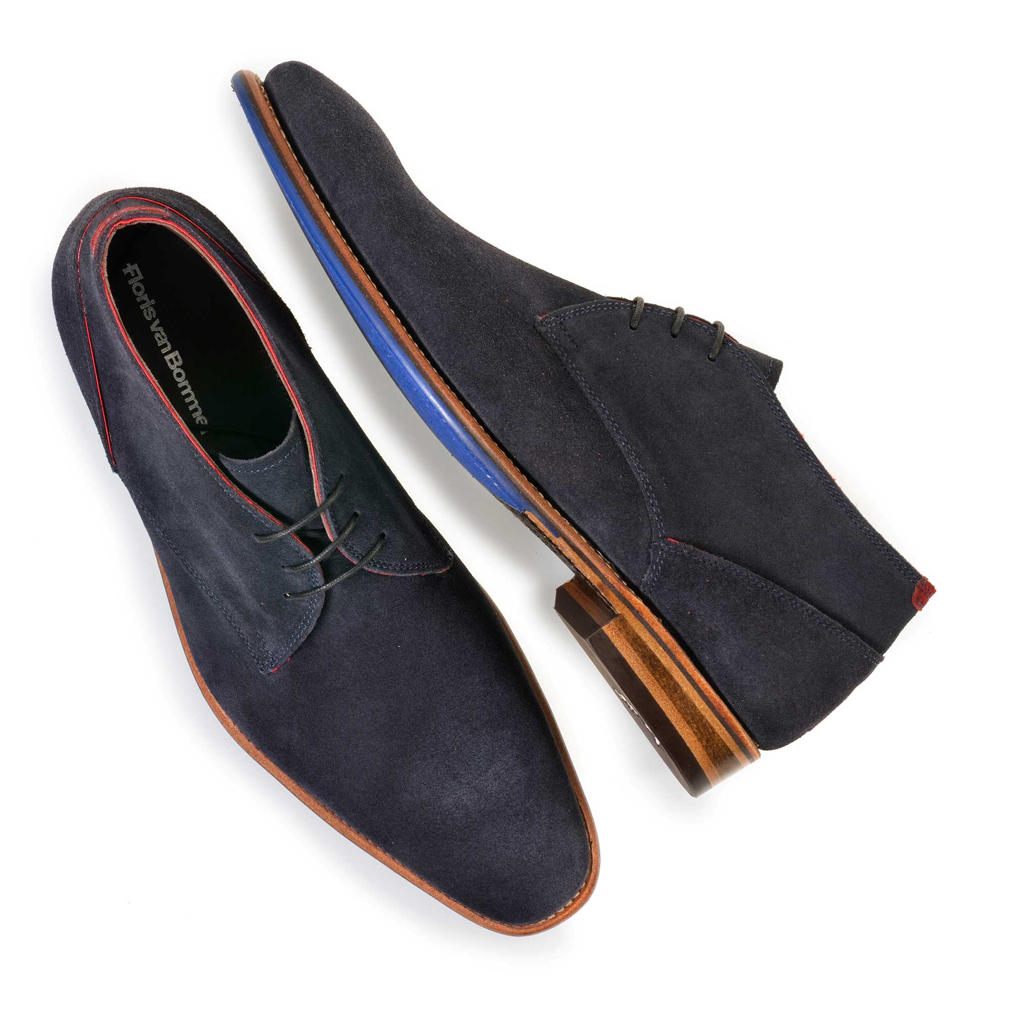 10673/09 - Blauer halbhoher Wildleder Schnürstiefel 10673/09 - Blauer halbhoher Wildleder Schnürstiefel