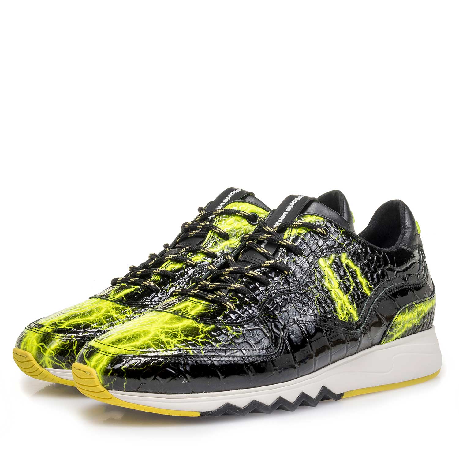 16296/01 - Schwarzer Lackleder-Sneaker mit gelbem Print 16296/01 - Schwarzer Lackleder-Sneaker mit gelbem Print