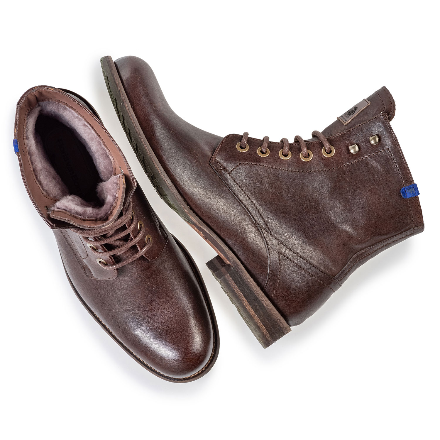 10751/19 - Mit Lammfell gefütterter Schnürstiefel braun 10751/19 - Mit Lammfell gefütterter Schnürstiefel braun