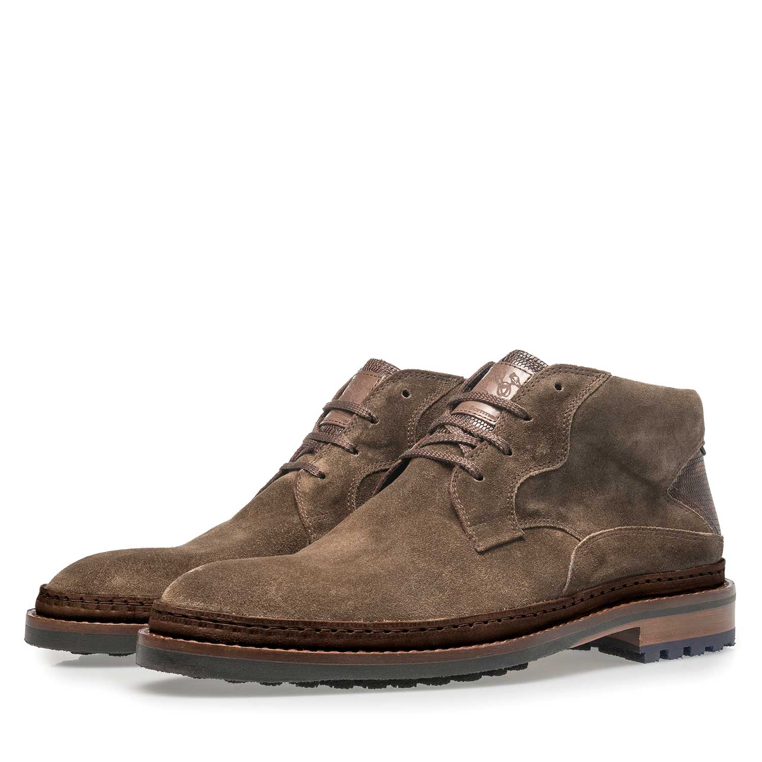 10509/04 - Dunkler taupefarbener Wildleder-Schnürstiefel 10509/04 - Dunkler taupefarbener Wildleder-Schnürstiefel