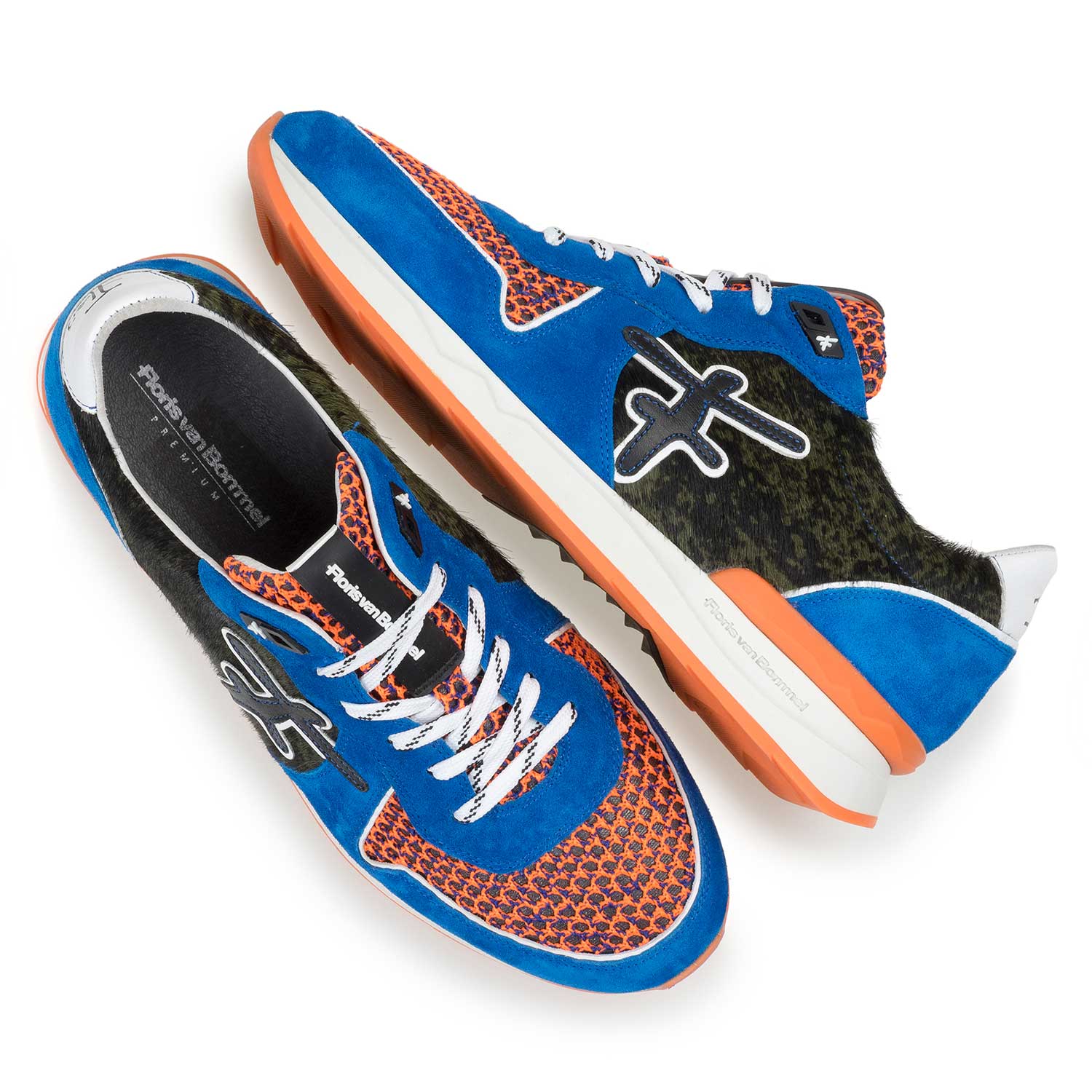 16241/01 - Blauer Premium-Wildleder-Sneaker mit Farbakzenten 16241/01 - Blauer Premium-Wildleder-Sneaker mit Farbakzenten