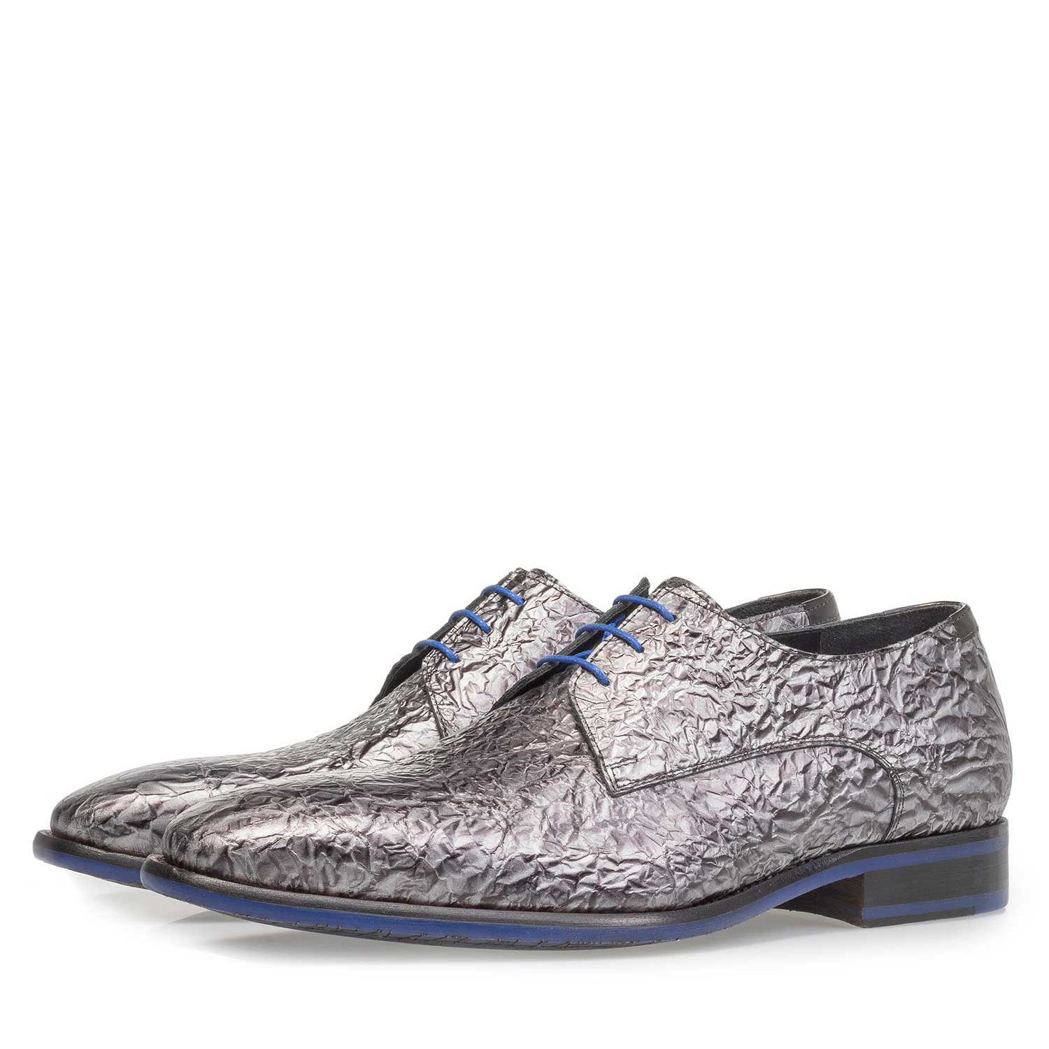 18097/06 - Premium dark grey printed patent leather lace shoe 18097/06 - Premium dark grey printed patent leather lace shoe