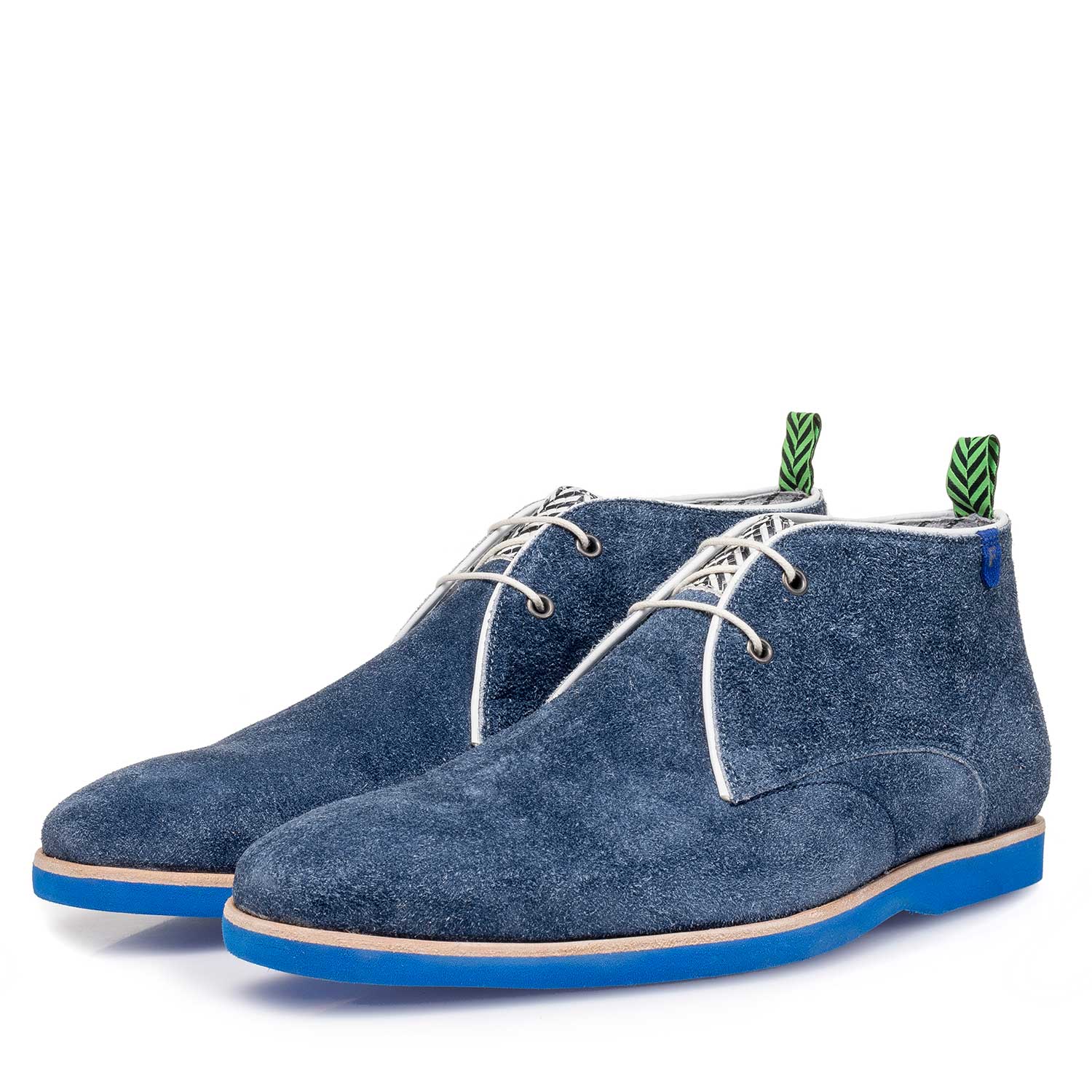10014/06 - Blue rough suede leather lace boot 10014/06 - Blue rough suede leather lace boot