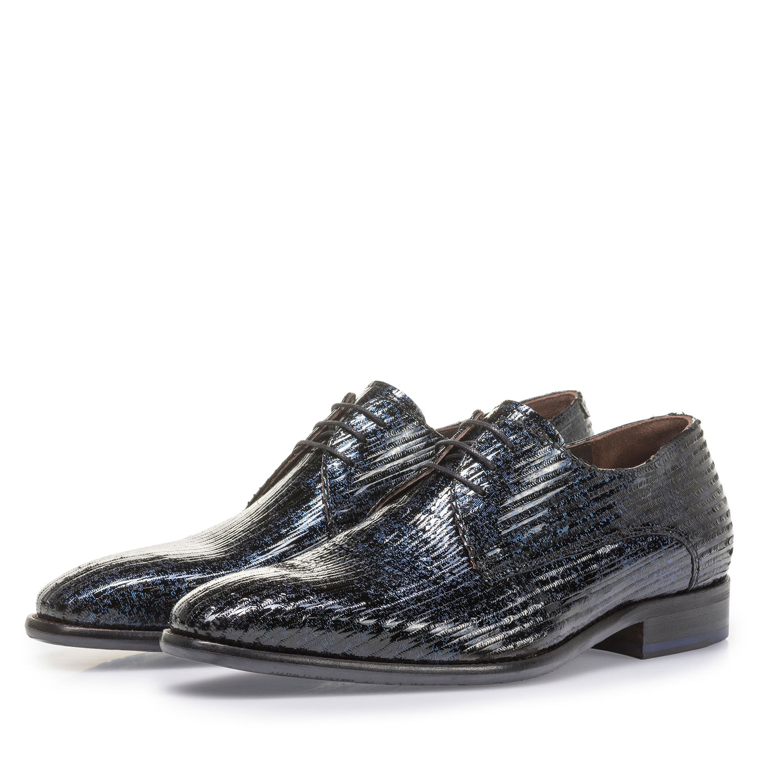 18146/10 - Blue patent leather lace shoe with print 18146/10 - Blue patent leather lace shoe with print