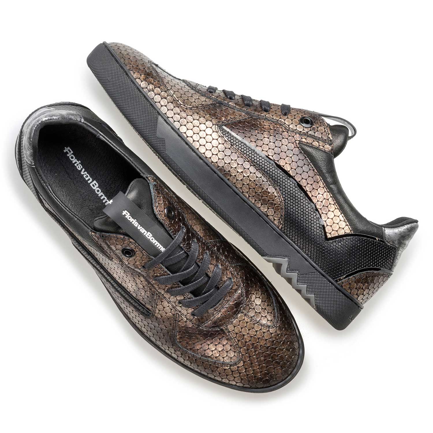 16242/10 - Brauner Leder-Sneaker mit Metallicprint 16242/10 - Brauner Leder-Sneaker mit Metallicprint