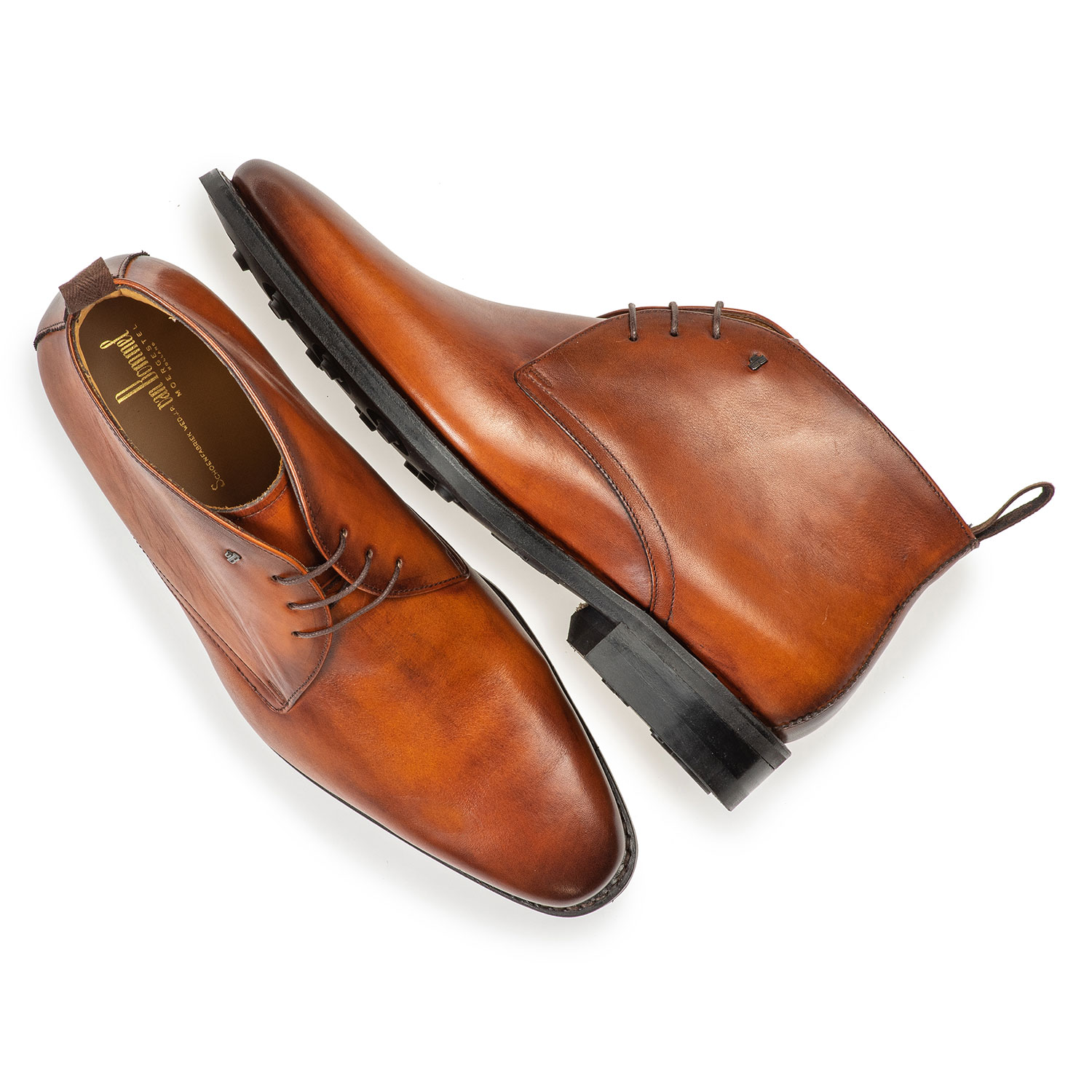 10752/02 - Dunkler cognacfarbener Kalbsleder Schnürstiefel 10752/02 - Dunkler cognacfarbener Kalbsleder Schnürstiefel