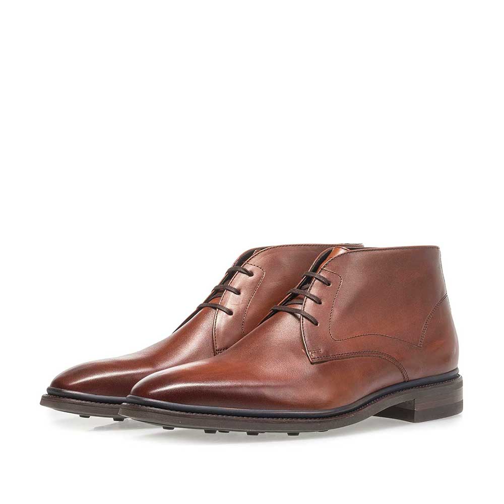 10667/03 - Dark cognac-coloured calf leather lace boot 10667/03 - Dark cognac-coloured calf leather lace boot