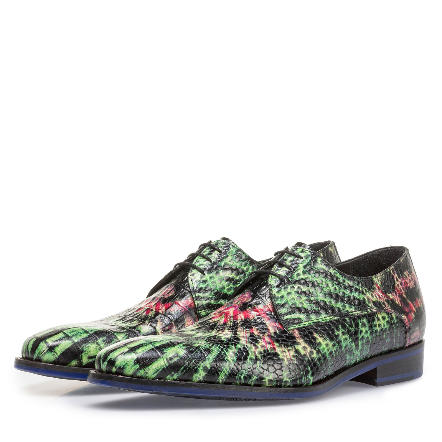18204/02 - Premium green and pink leather lace shoe 18204/02 - Premium green and pink leather lace shoe