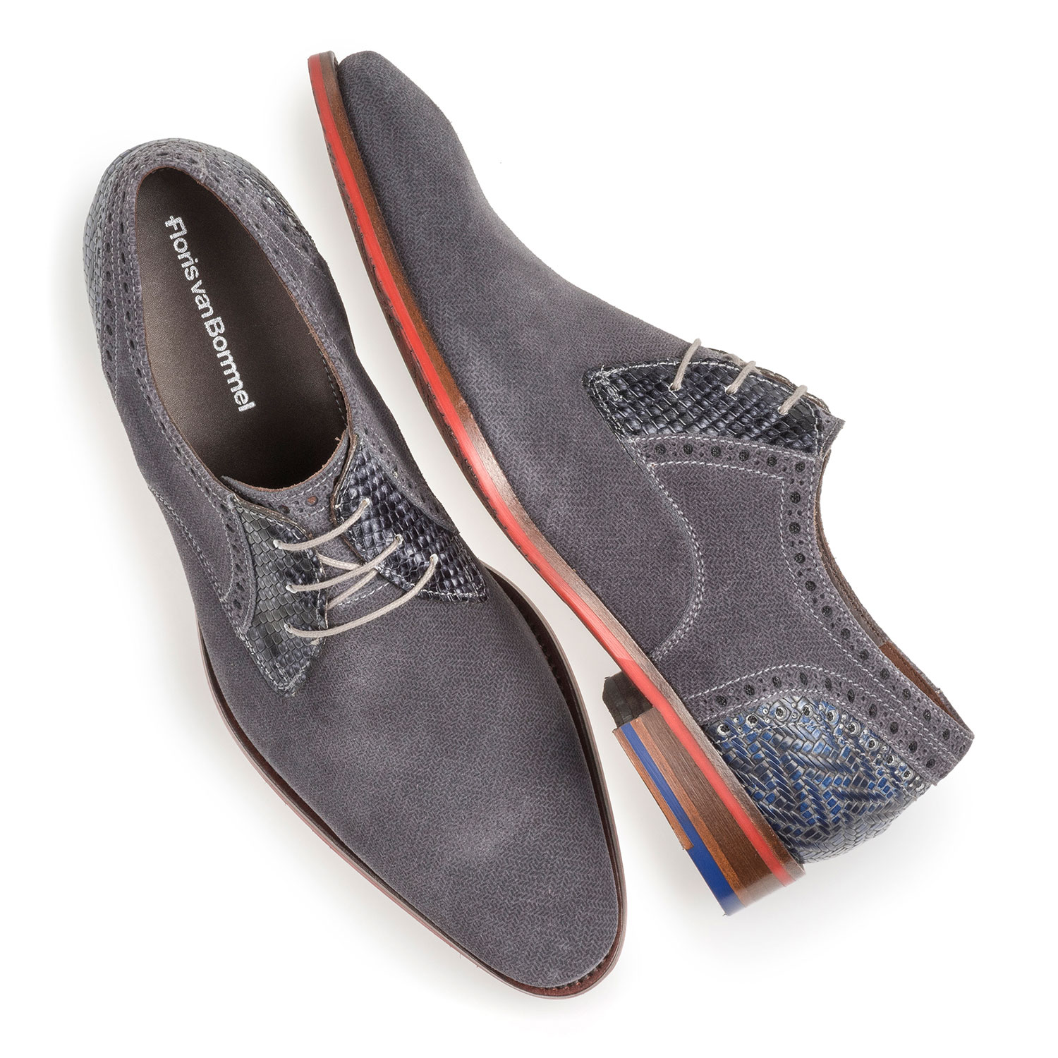 18107/01 - Dunkelgrauer Wildleder-Schnürschuh mit Print 18107/01 - Dunkelgrauer Wildleder-Schnürschuh mit Print