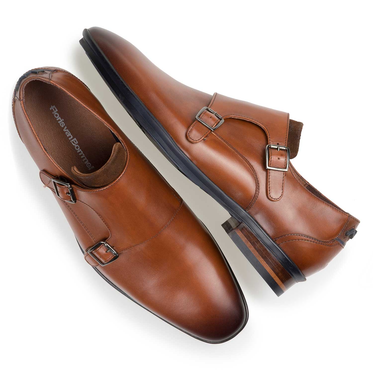 12132/00 - Cognacfarbener Kalbsleder Doppelmonk-Schnallenschuh 12132/00 - Cognacfarbener Kalbsleder Doppelmonk-Schnallenschuh