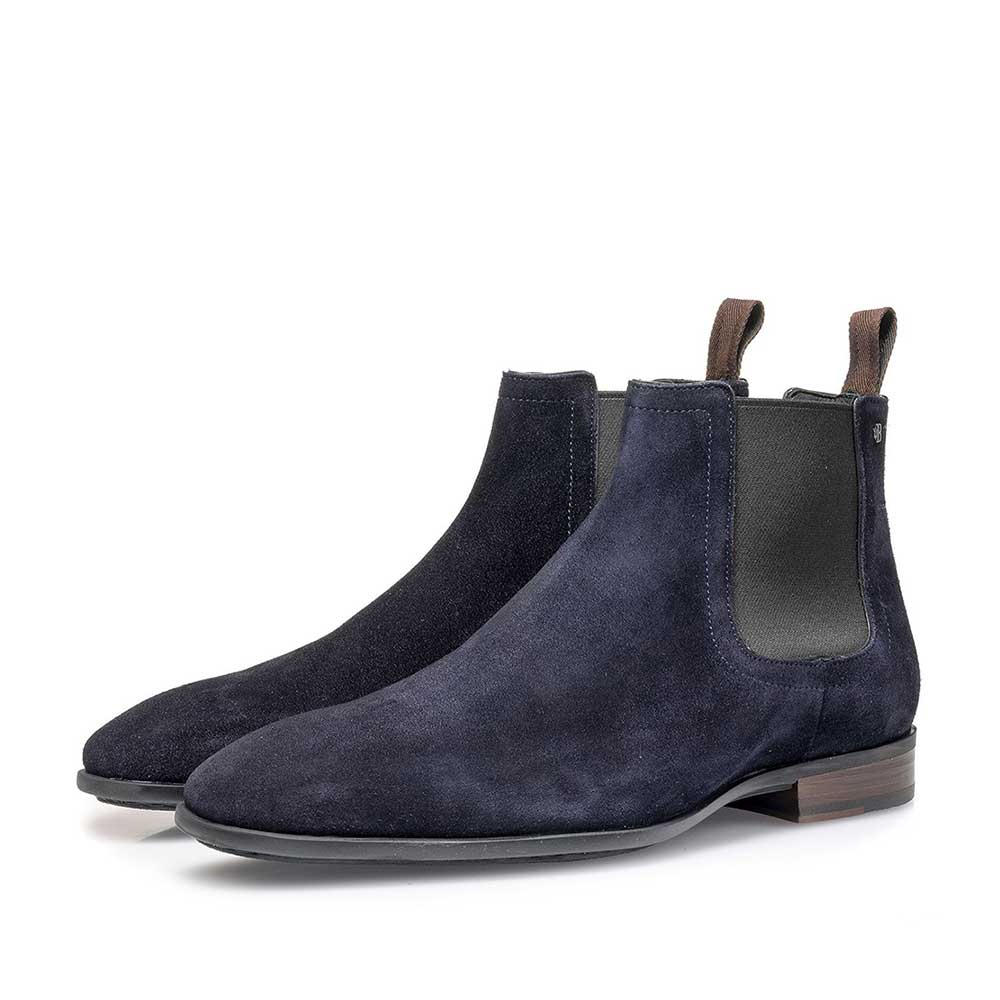 10342/01 - Dunkelblauer gewachster Chelsea Boot aus Wildleder 10342/01 - Dunkelblauer gewachster Chelsea Boot aus Wildleder