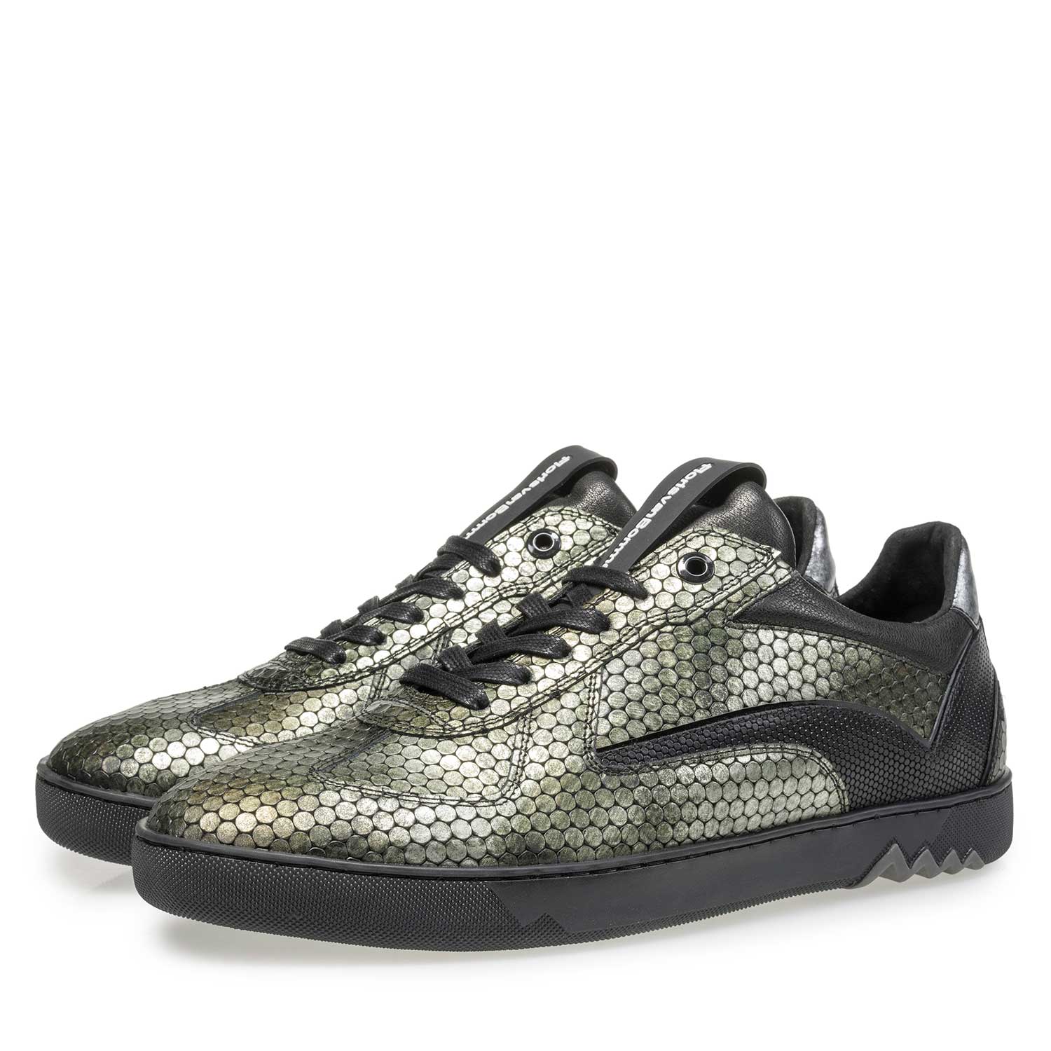 16242/08 - Grüner Leder-Sneaker mit Metallicprint 16242/08 - Grüner Leder-Sneaker mit Metallicprint