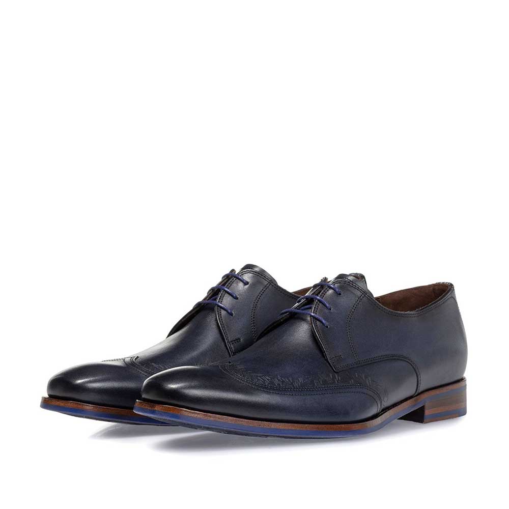 18212/01 - Schnürschuh blau Kalbsleder 18212/01 - Schnürschuh blau Kalbsleder