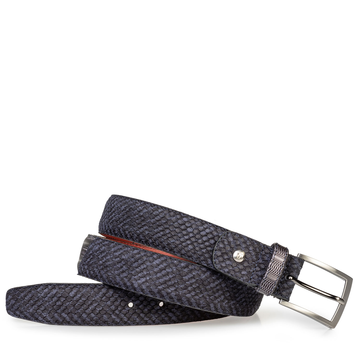 75188/78 - Suede leather belt blue with black print 75188/78 - Suede leather belt blue with black print