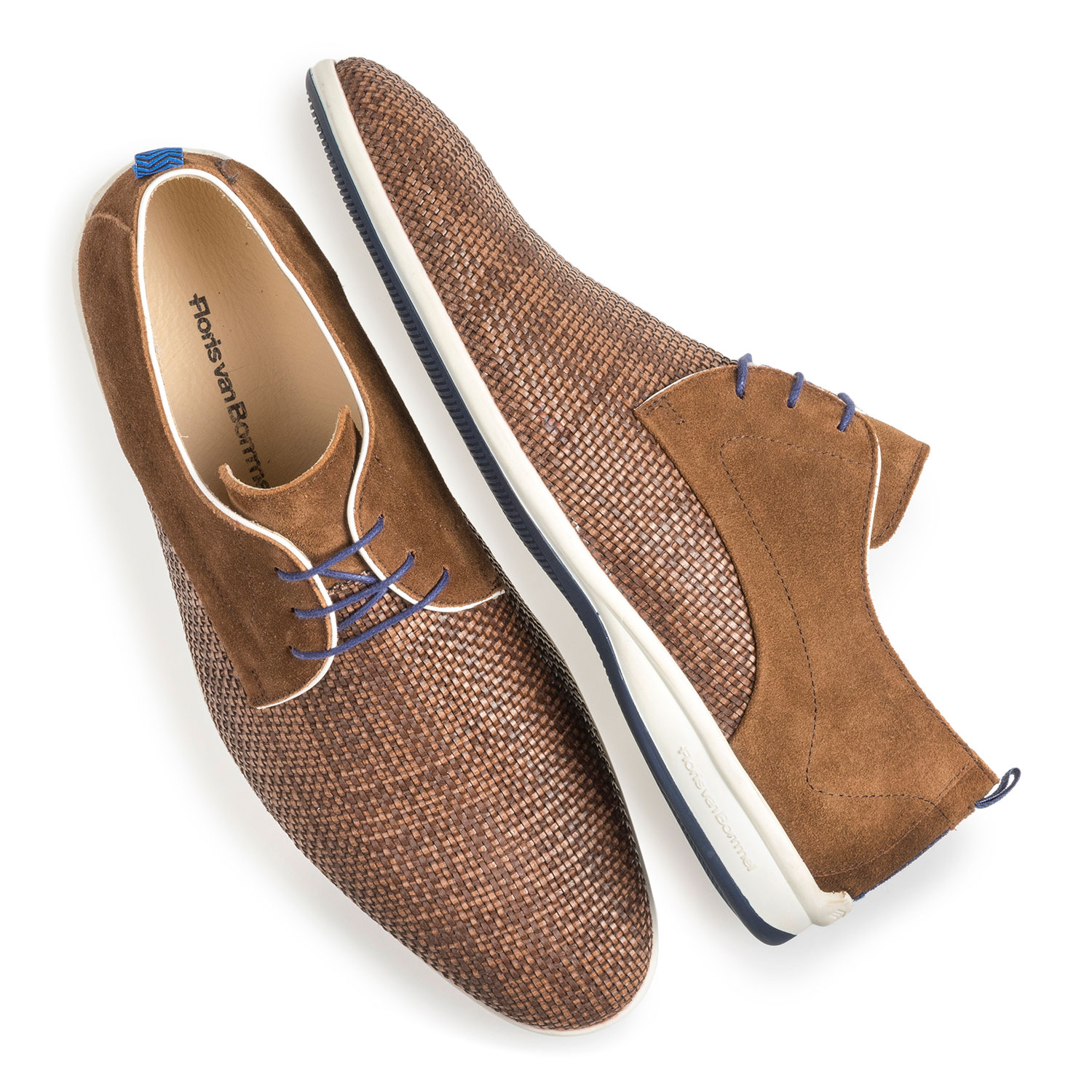 18302/10 - Brown braided leather lace shoe 18302/10 - Brown braided leather lace shoe