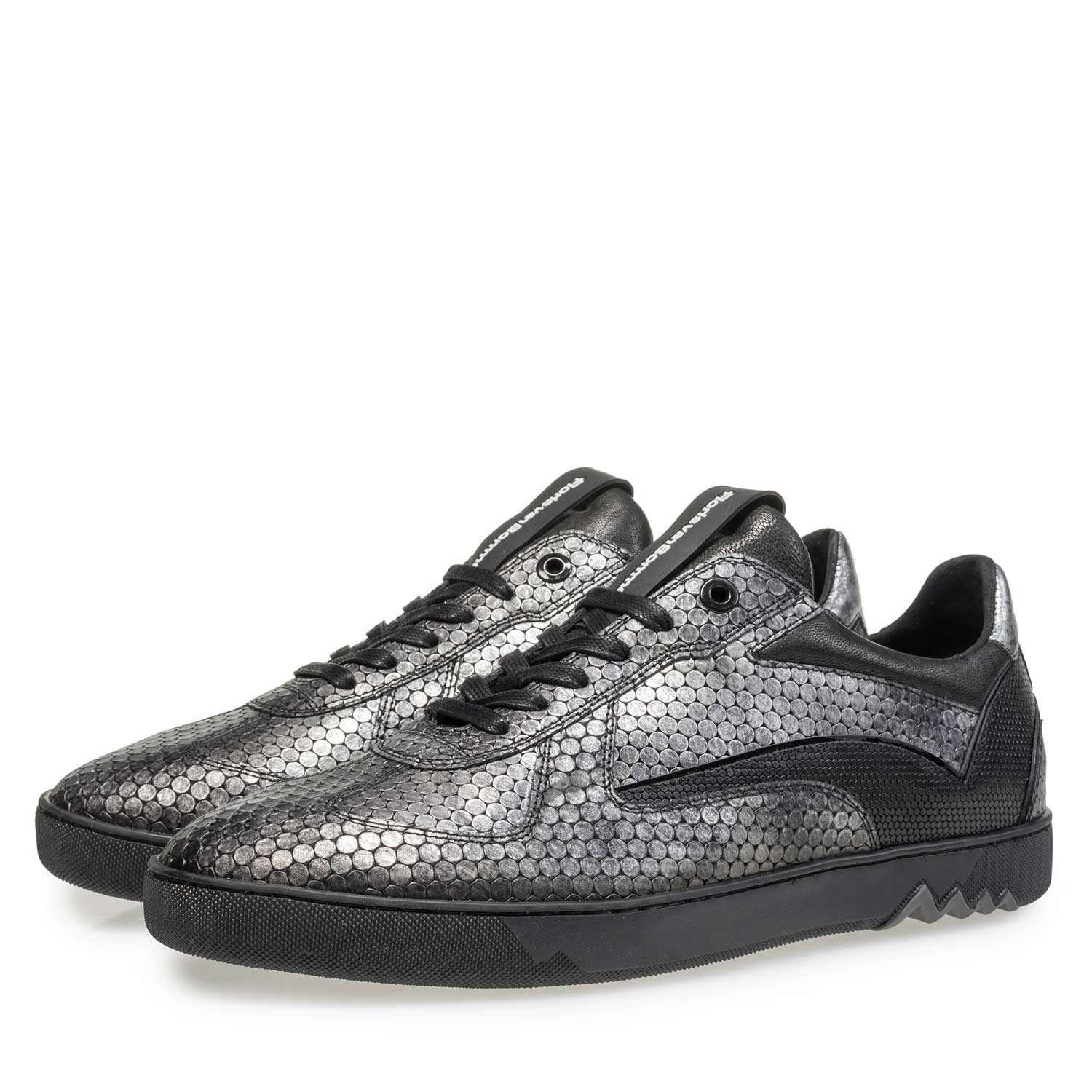 16242/12 - Grauer Leder-Sneaker mit Metallicprint 16242/12 - Grauer Leder-Sneaker mit Metallicprint