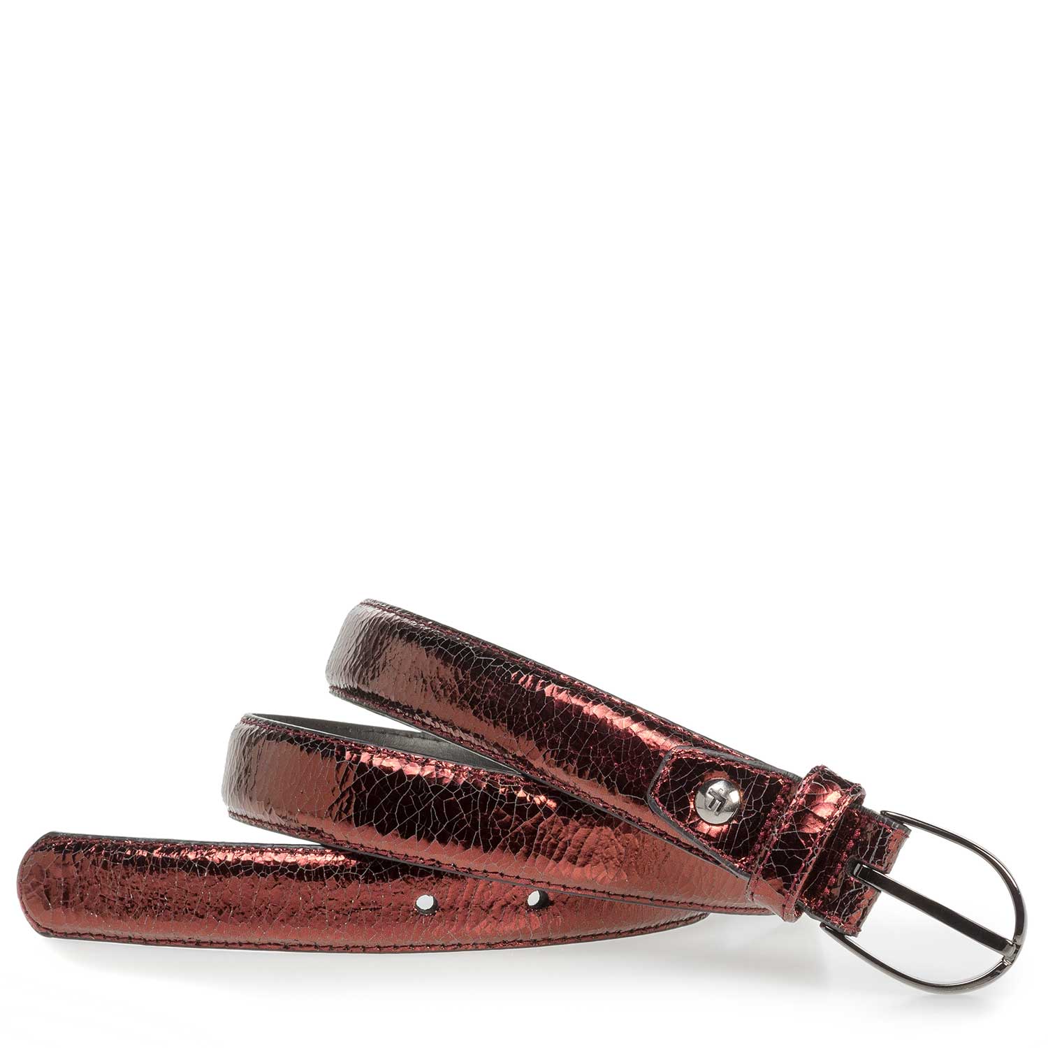 75813/47 - Roter Ledergürtel mit Metallic-Print 75813/47 - Roter Ledergürtel mit Metallic-Print