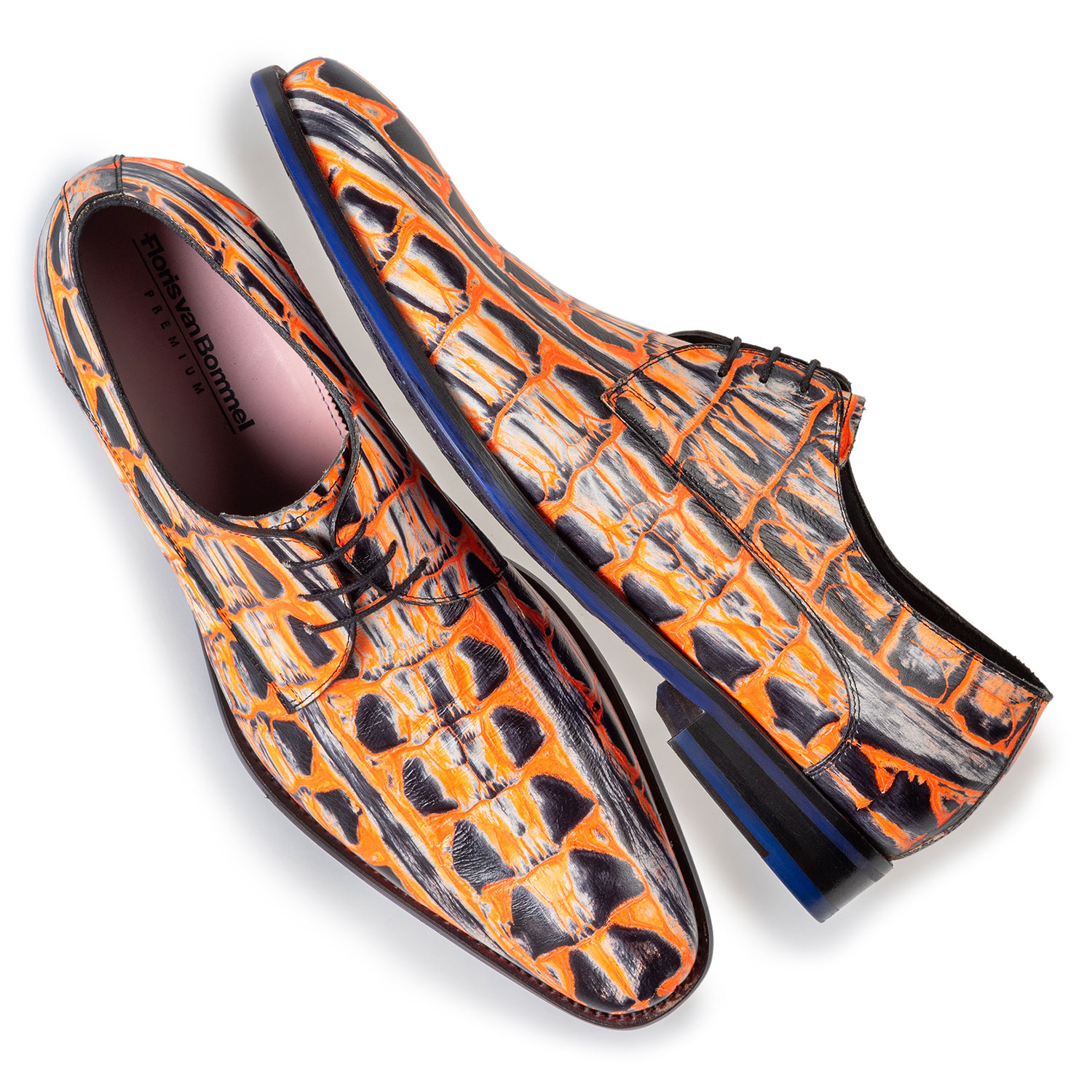 18204/04 - Lace shoe orange croco print 18204/04 - Lace shoe orange croco print