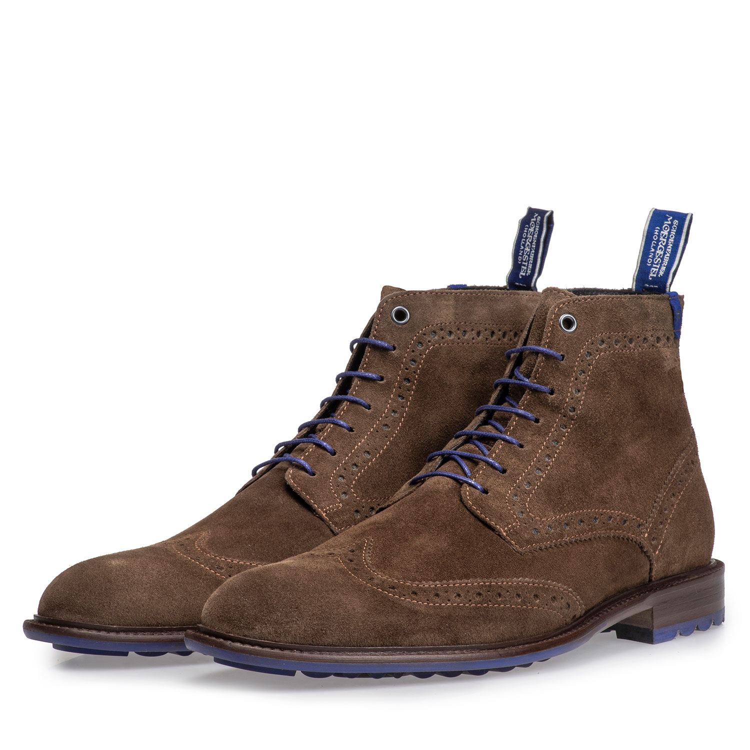 10506/17 - Dunkler taupefarbener/brauner Wildleder-Schnürstiefel 10506/17 - Dunkler taupefarbener/brauner Wildleder-Schnürstiefel