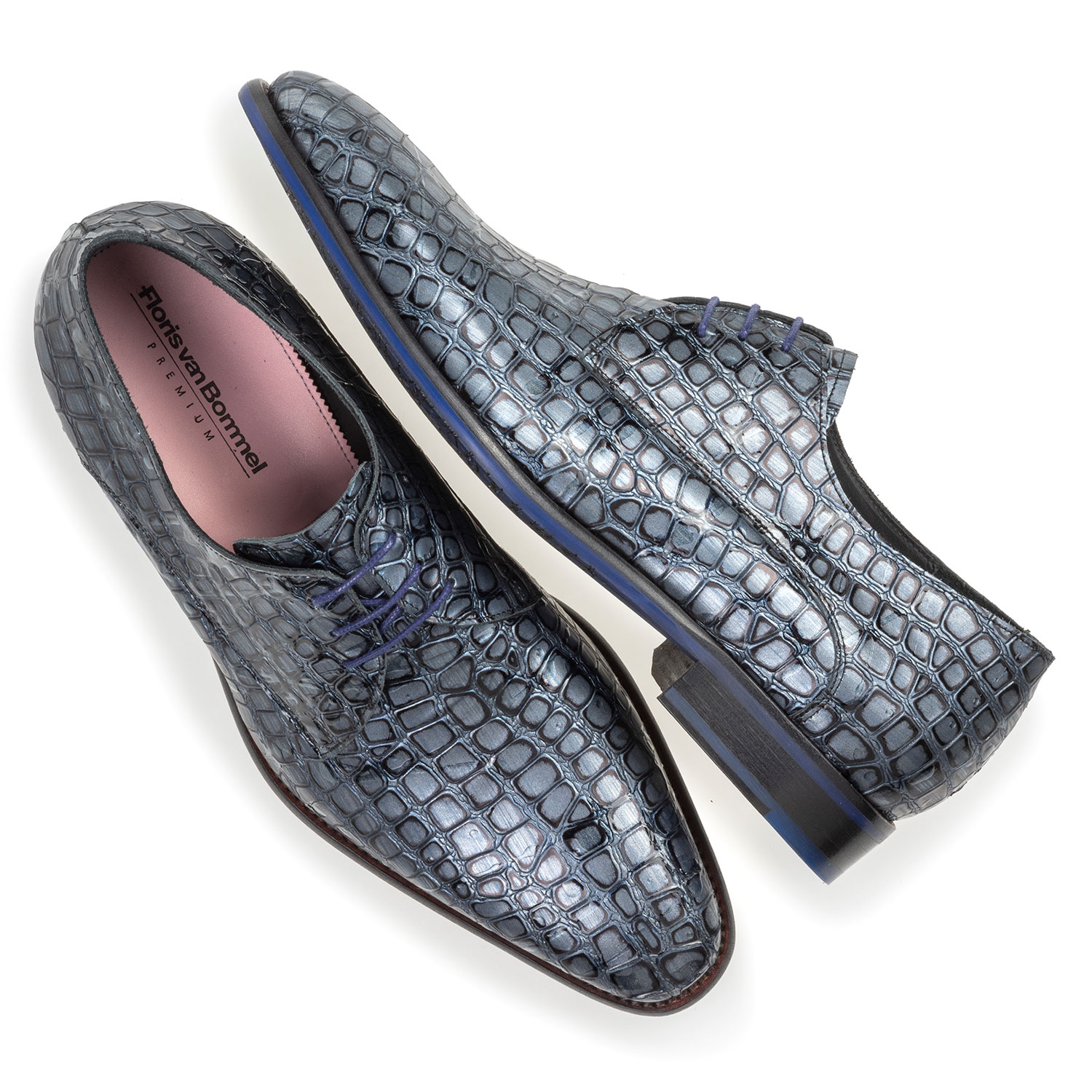 18268/02 - Lace shoe metallic blue 18268/02 - Lace shoe metallic blue