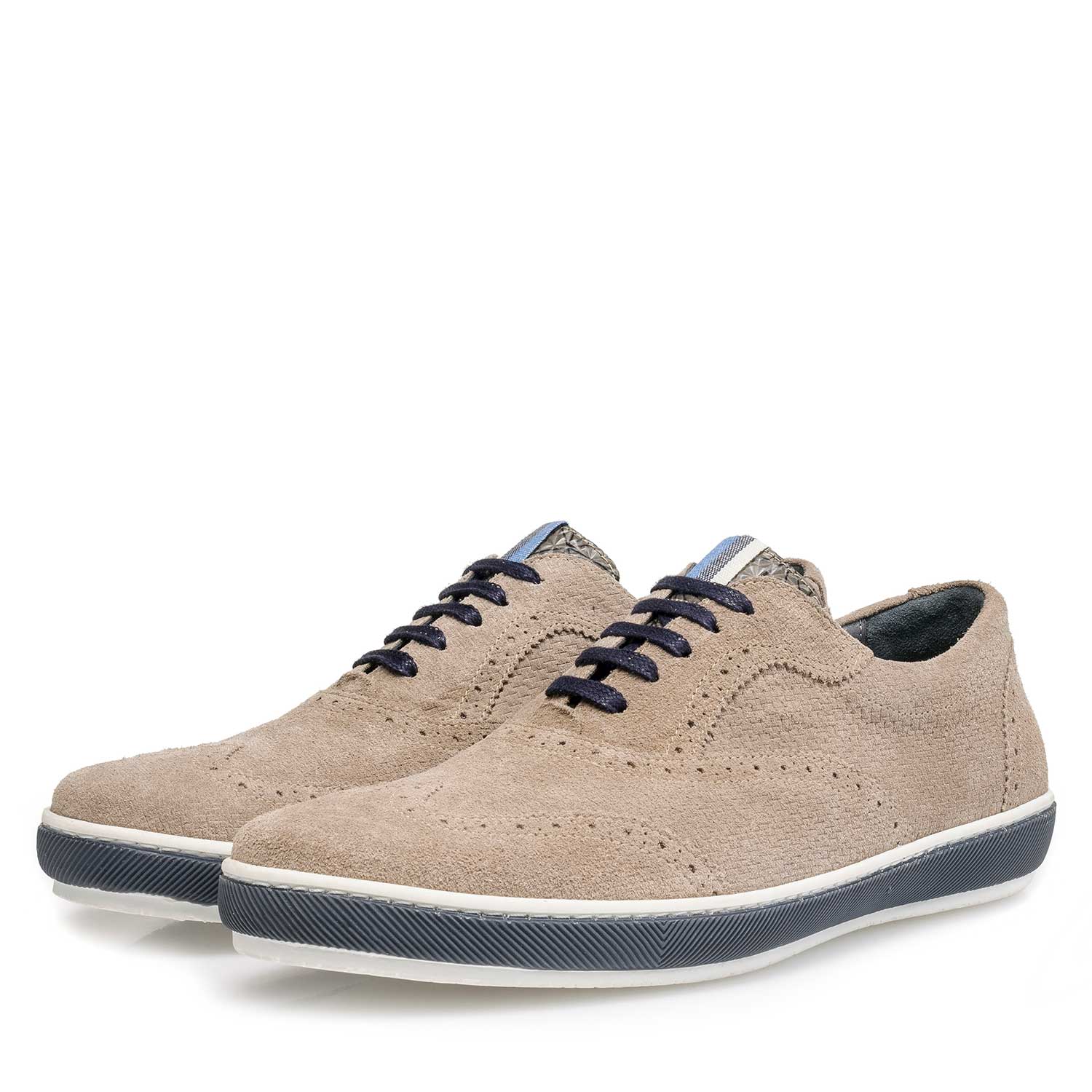 19036/42 - Taupefarbener Wildleder Brogue-Schnürschuh 19036/42 - Taupefarbener Wildleder Brogue-Schnürschuh