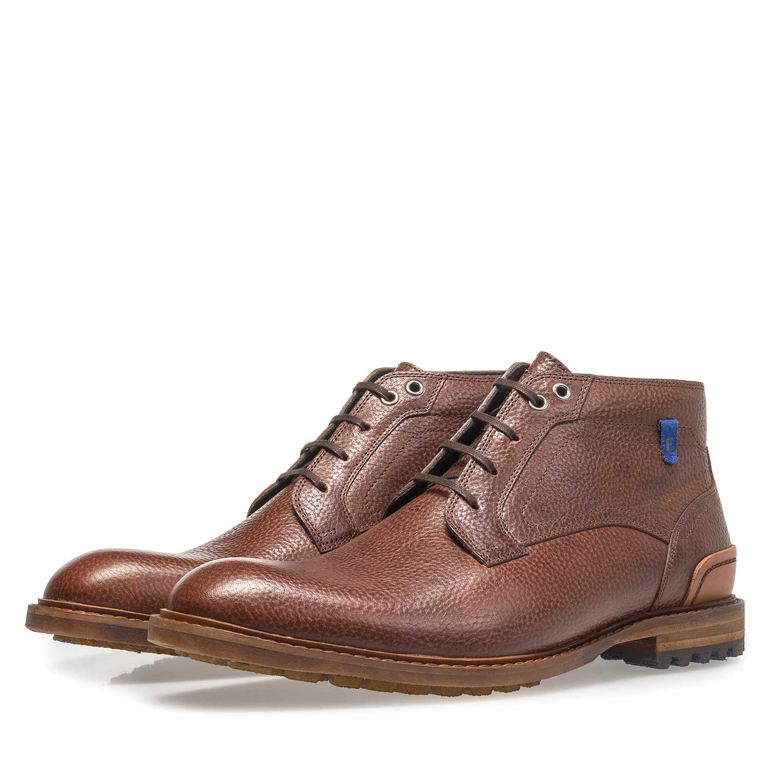 20228/16 - Cognac-coloured printed leather lace boot 20228/16 - Cognac-coloured printed leather lace boot