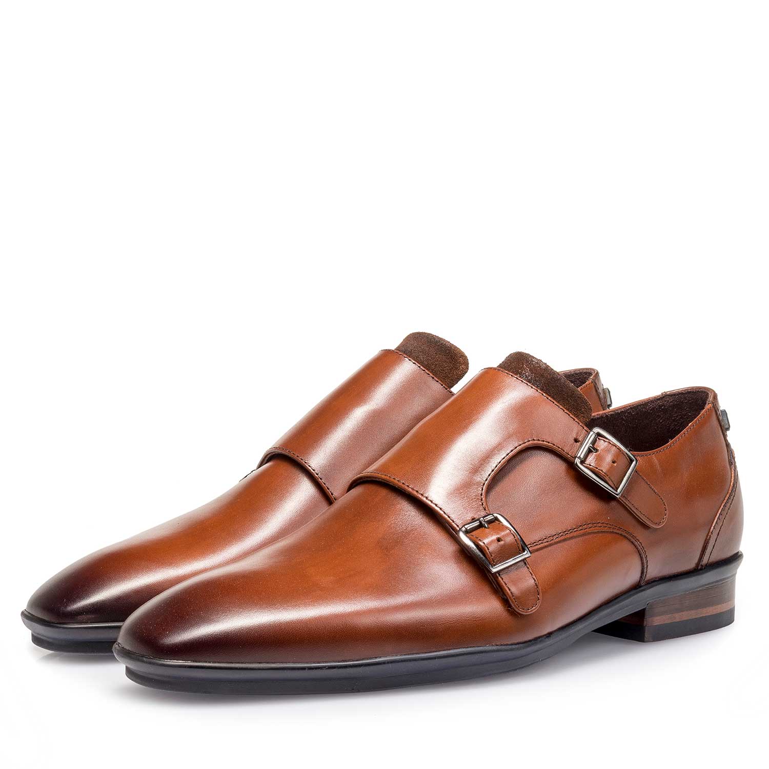 12132/00 - Cognacfarbener Kalbsleder Doppelmonk-Schnallenschuh 12132/00 - Cognacfarbener Kalbsleder Doppelmonk-Schnallenschuh