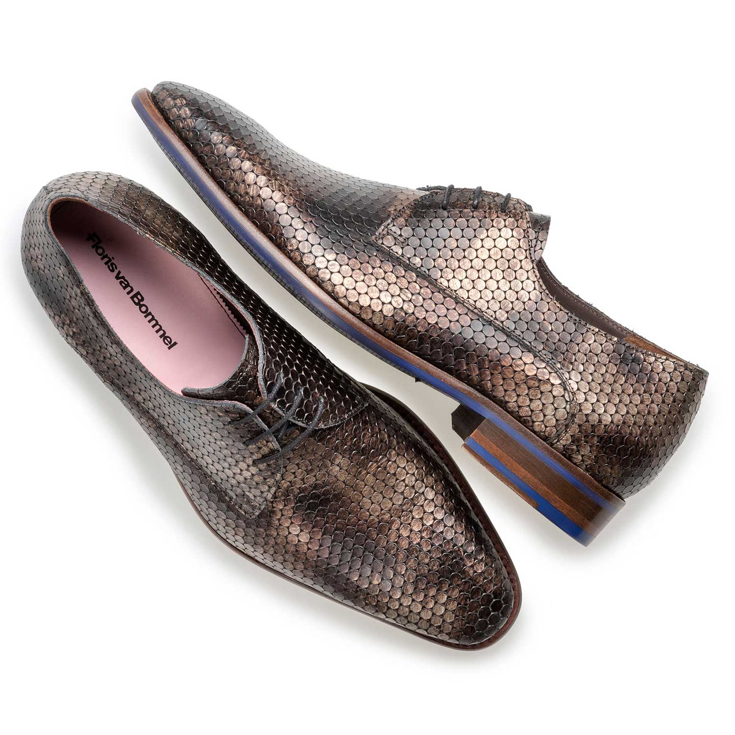 18080/03 - Brauner Metallicprint Leder-Schnürschuh 18080/03 - Brauner Metallicprint Leder-Schnürschuh